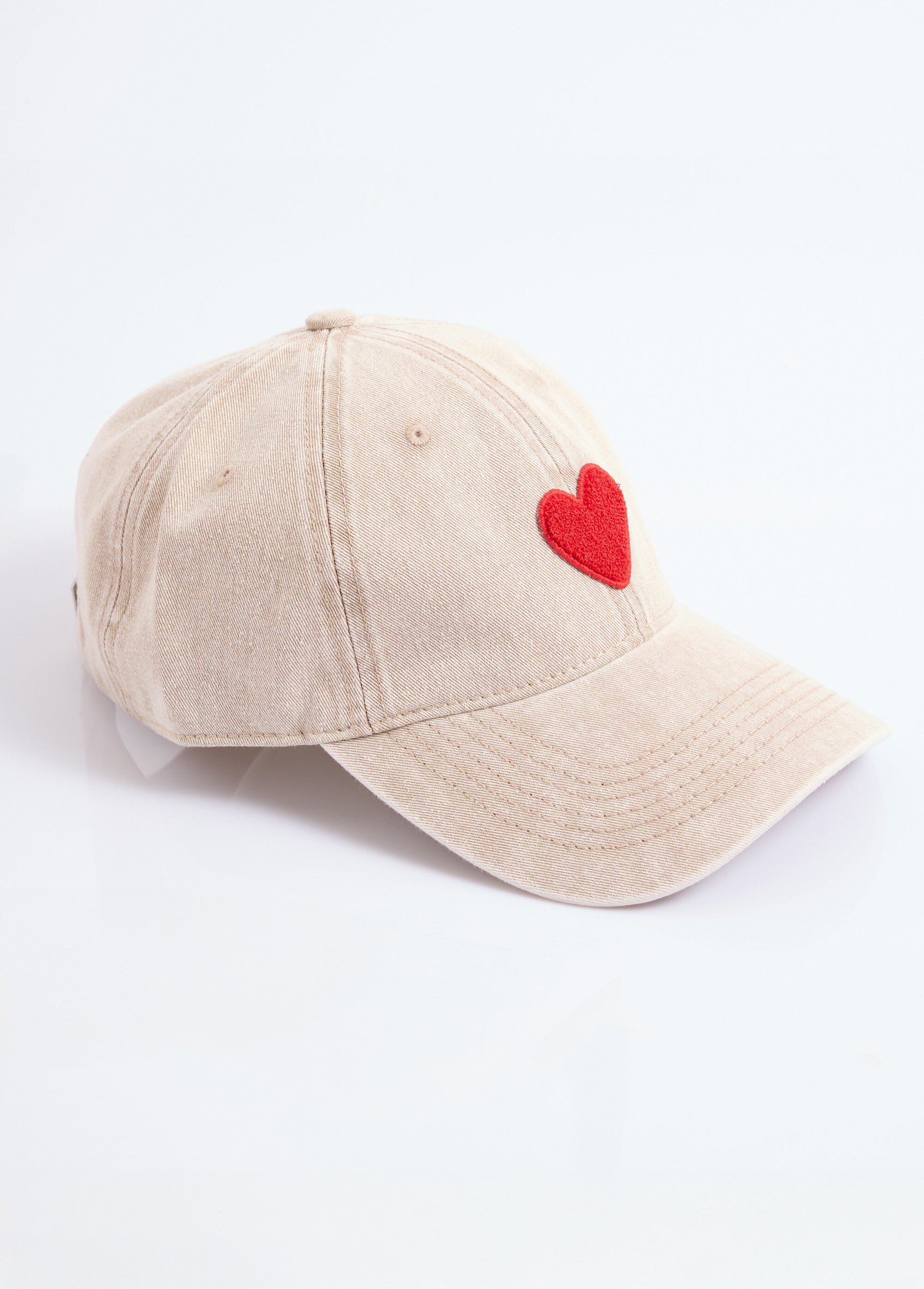 Casquette fantaisie avec broderie coeur Femme Beige ORMTCASQCOEUR FA1