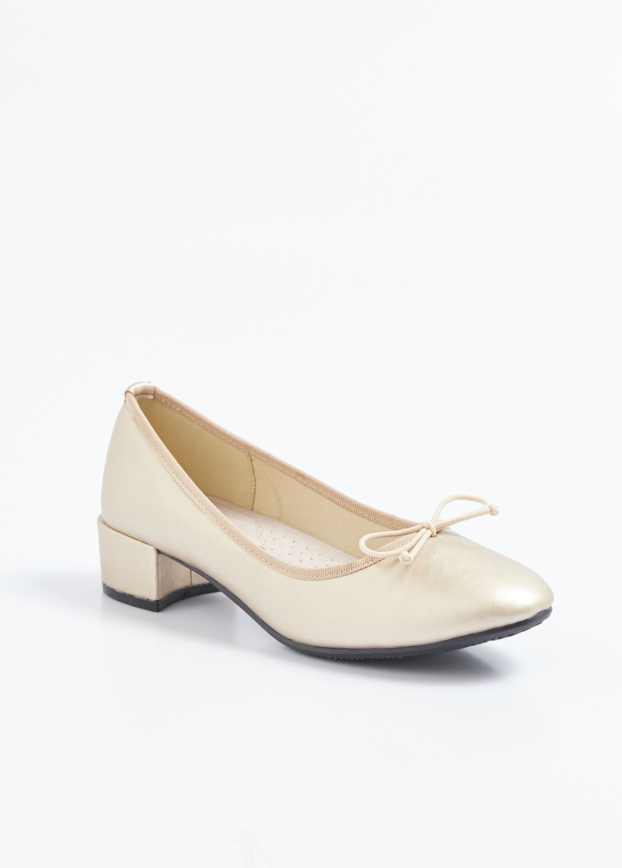 Ballerines petit talon largeur confort nœud fantaisie Femme Doré ORPHINE FA1
