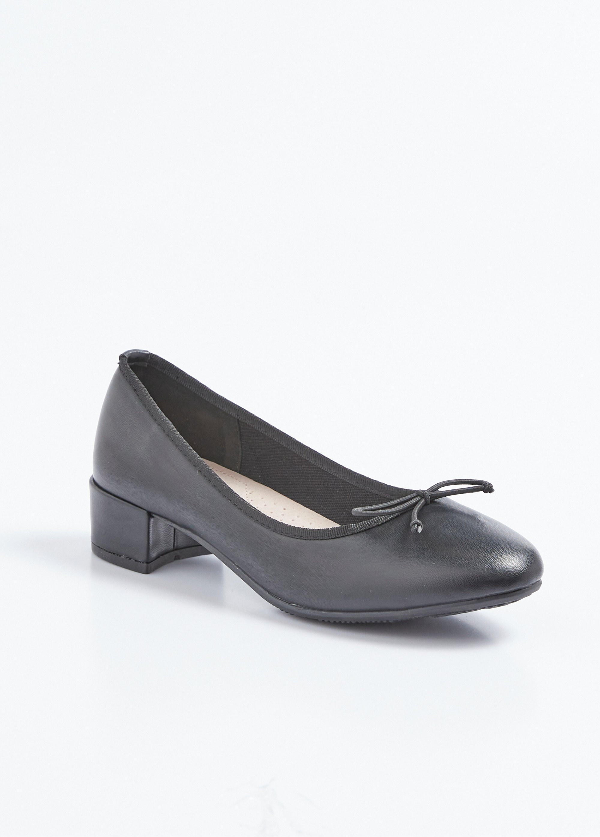 Ballerines petit talon largeur confort nœud fantaisie Femme Noir ORPHINE FA1