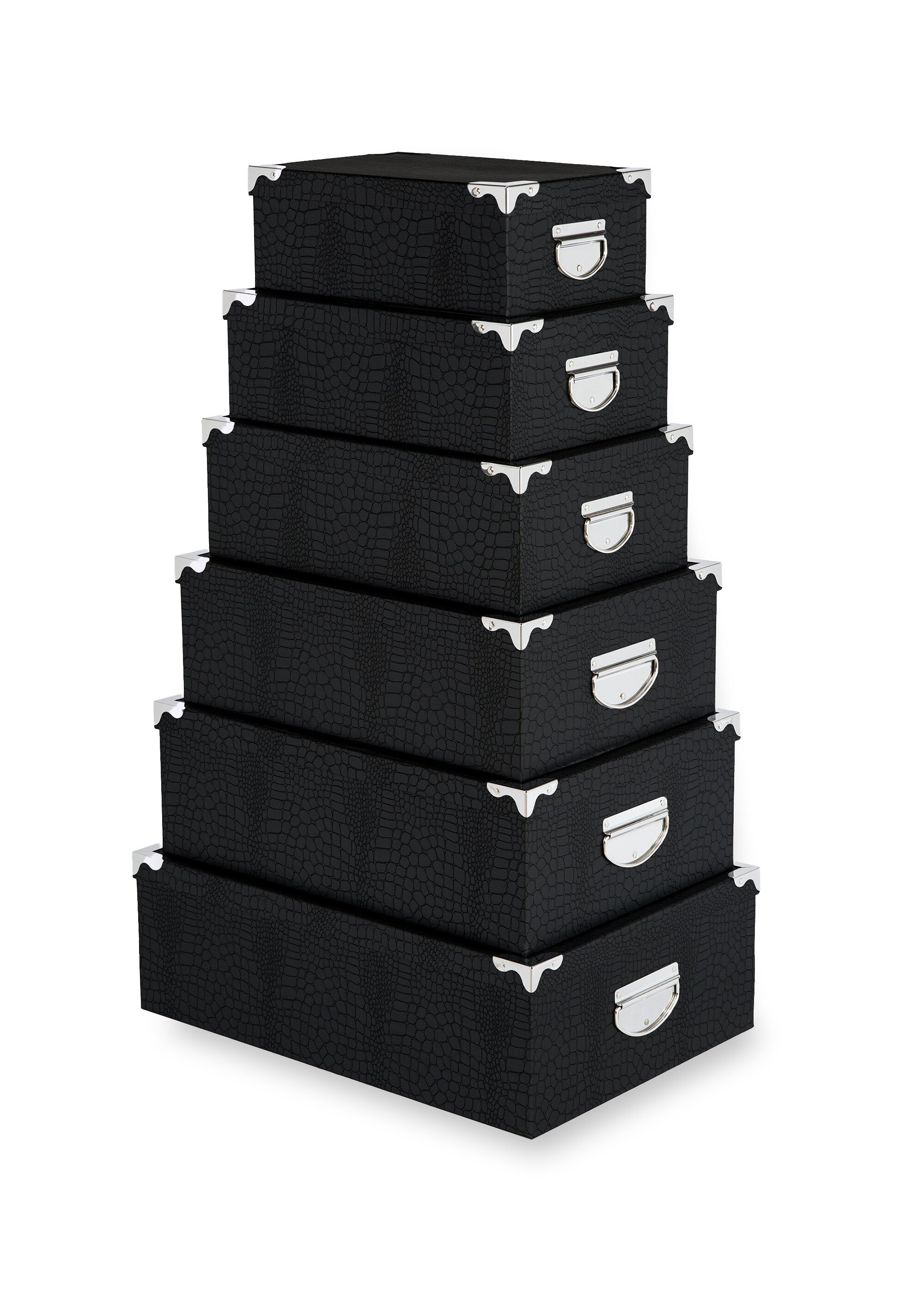 Boites rangement renforcées façon croco Noir JJA-105319 FA1