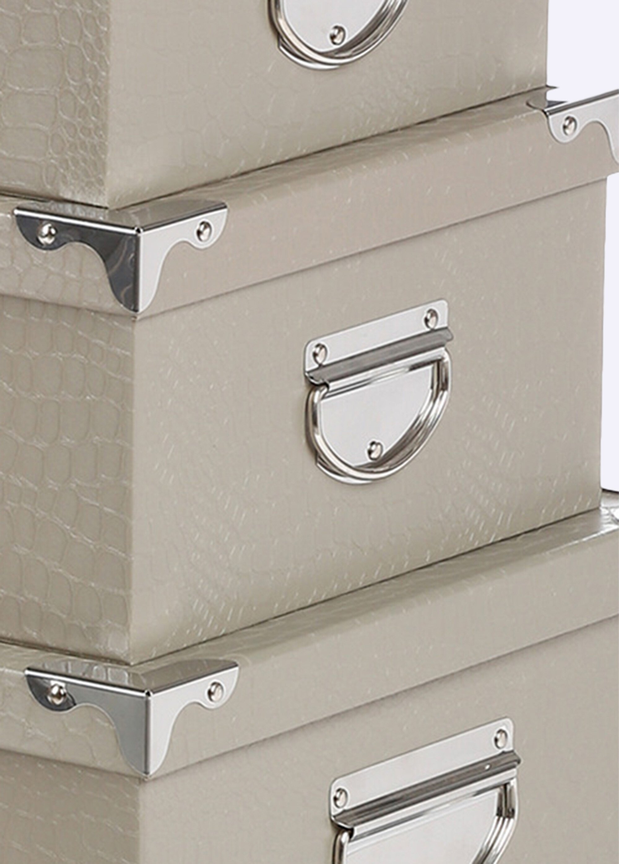 Boites rangement renforcées façon croco Marron JJA-105319 DE1