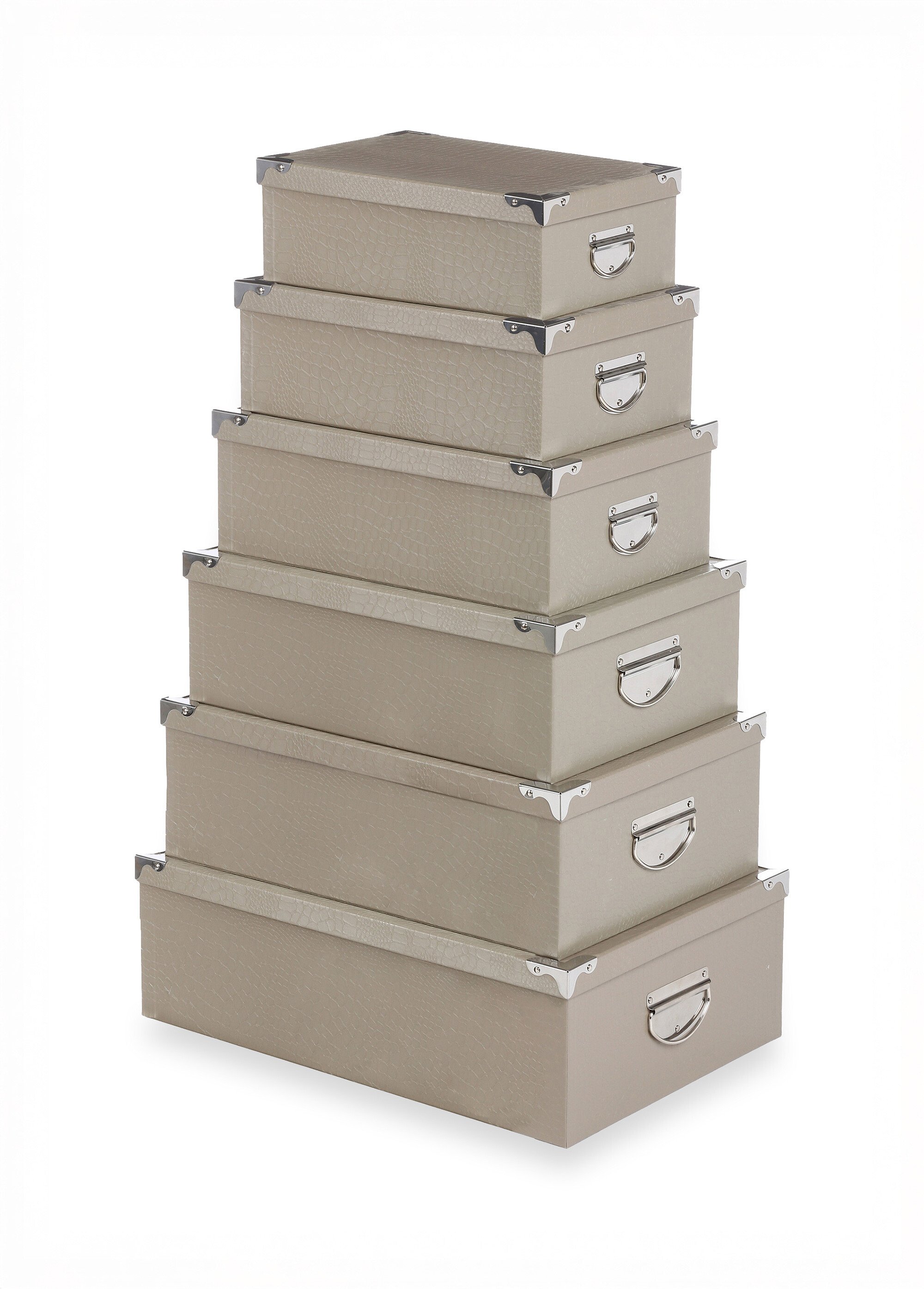 Boites rangement renforcées façon croco Marron JJA-105319 FA1