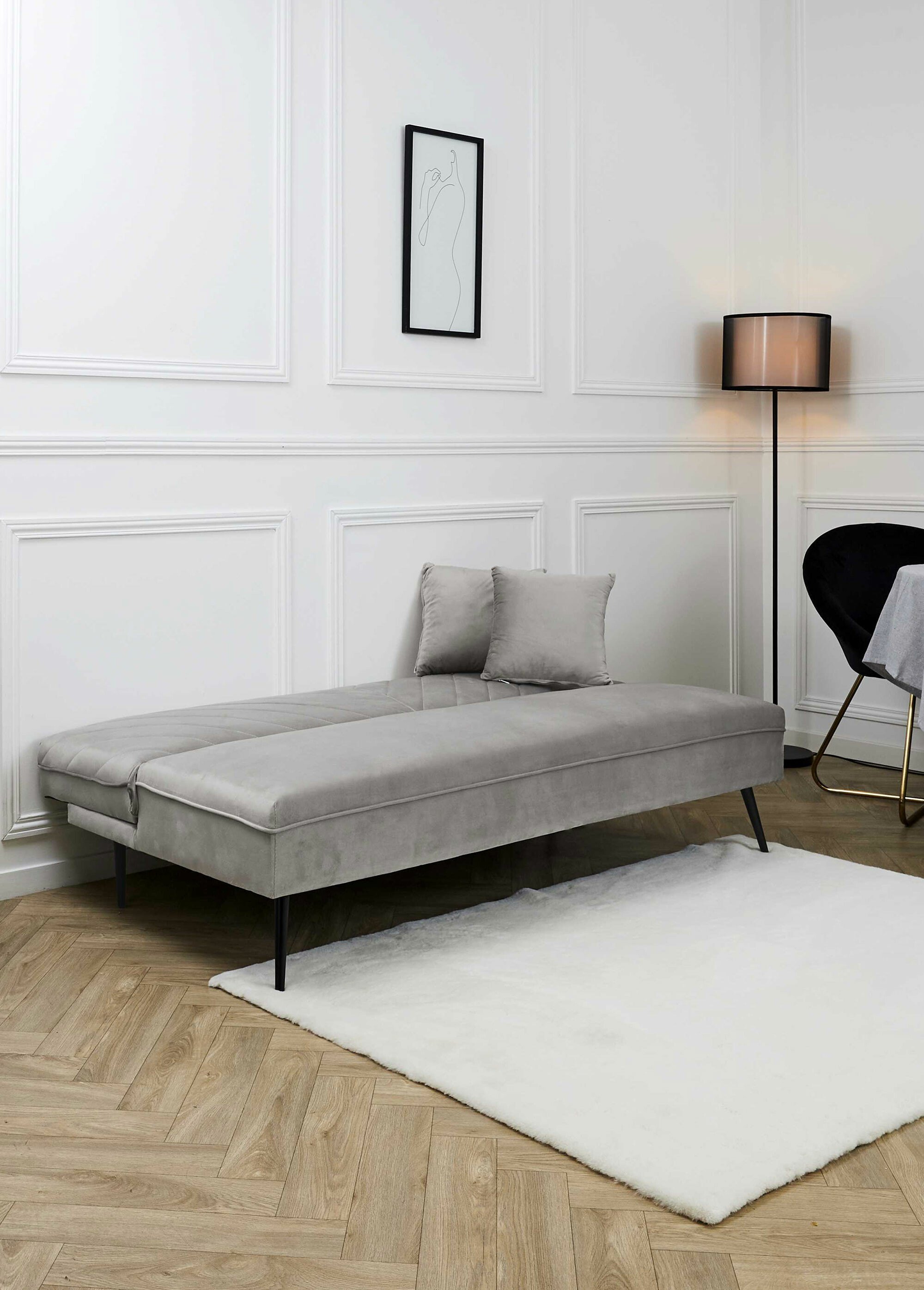 Canapé convertible dossier chevrons GRIS CMP-HD0313 SI2