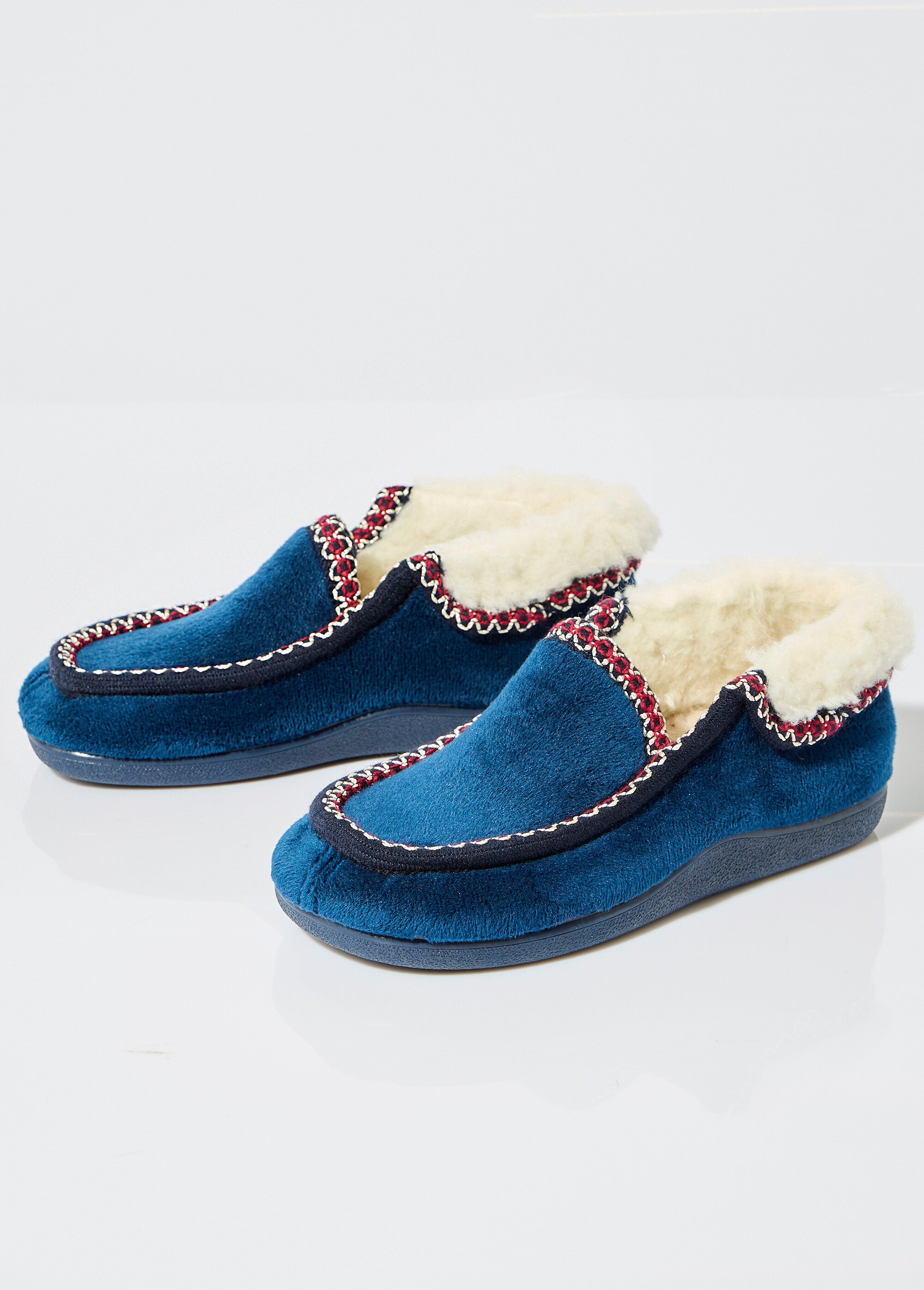 Chaussons montants largeur confort fourrés chaud Femme Bleu ONISEPPE DE1