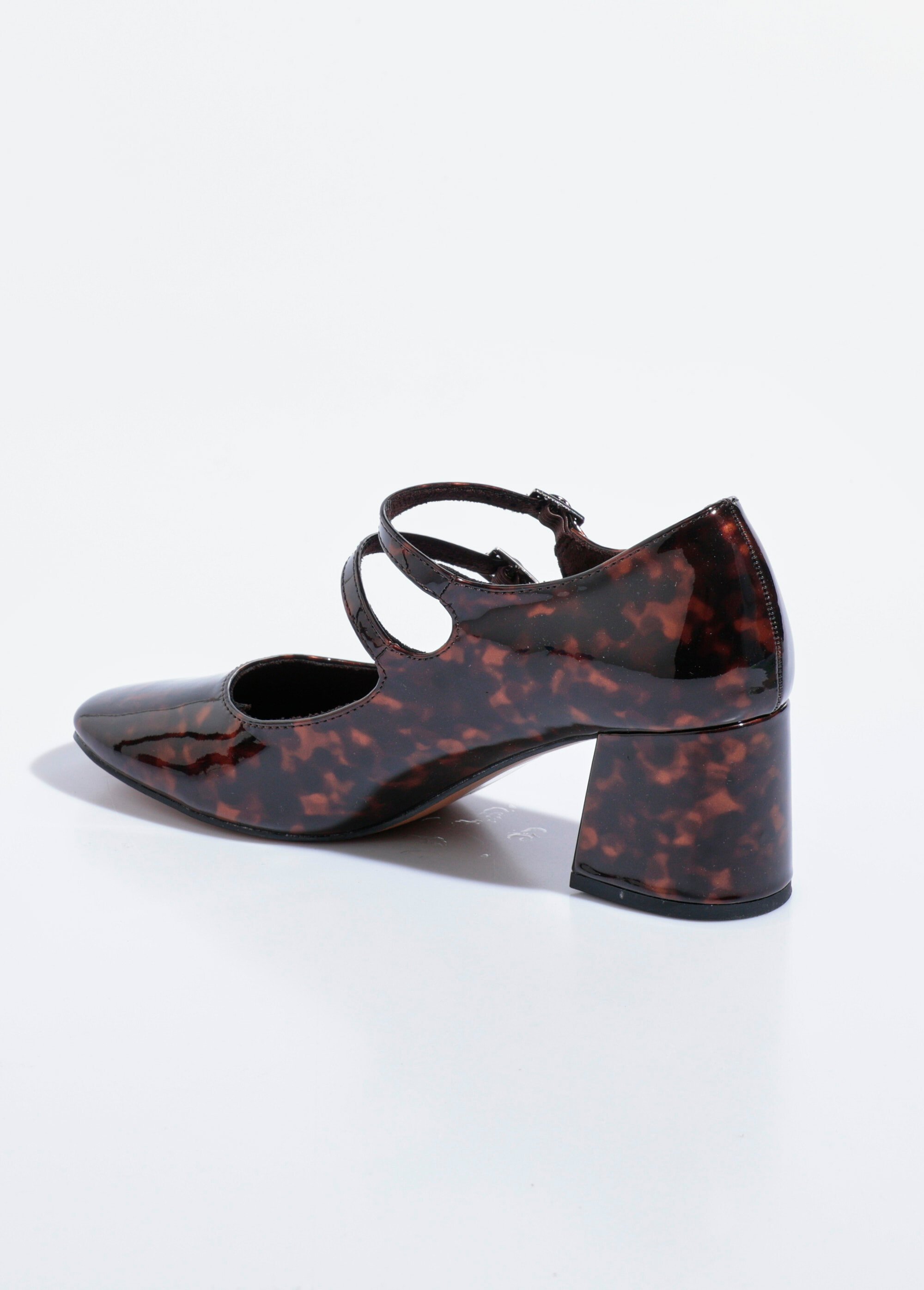 Babies à talon vernis léopard bout carré Femme Marron CORM5647 DO1