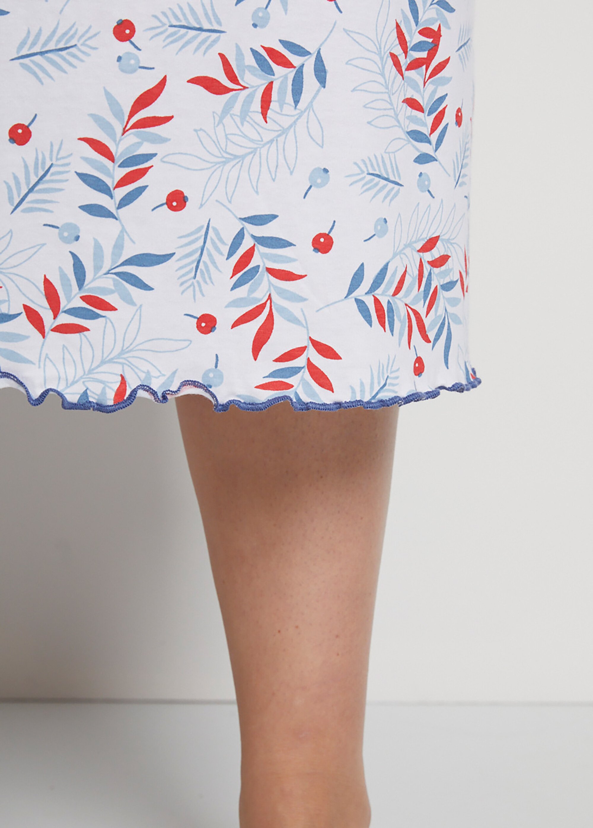 Chemise de nuit longue manches 3/4 coton imprimé Femme Grande Taille Blanc SAGETTE DE3