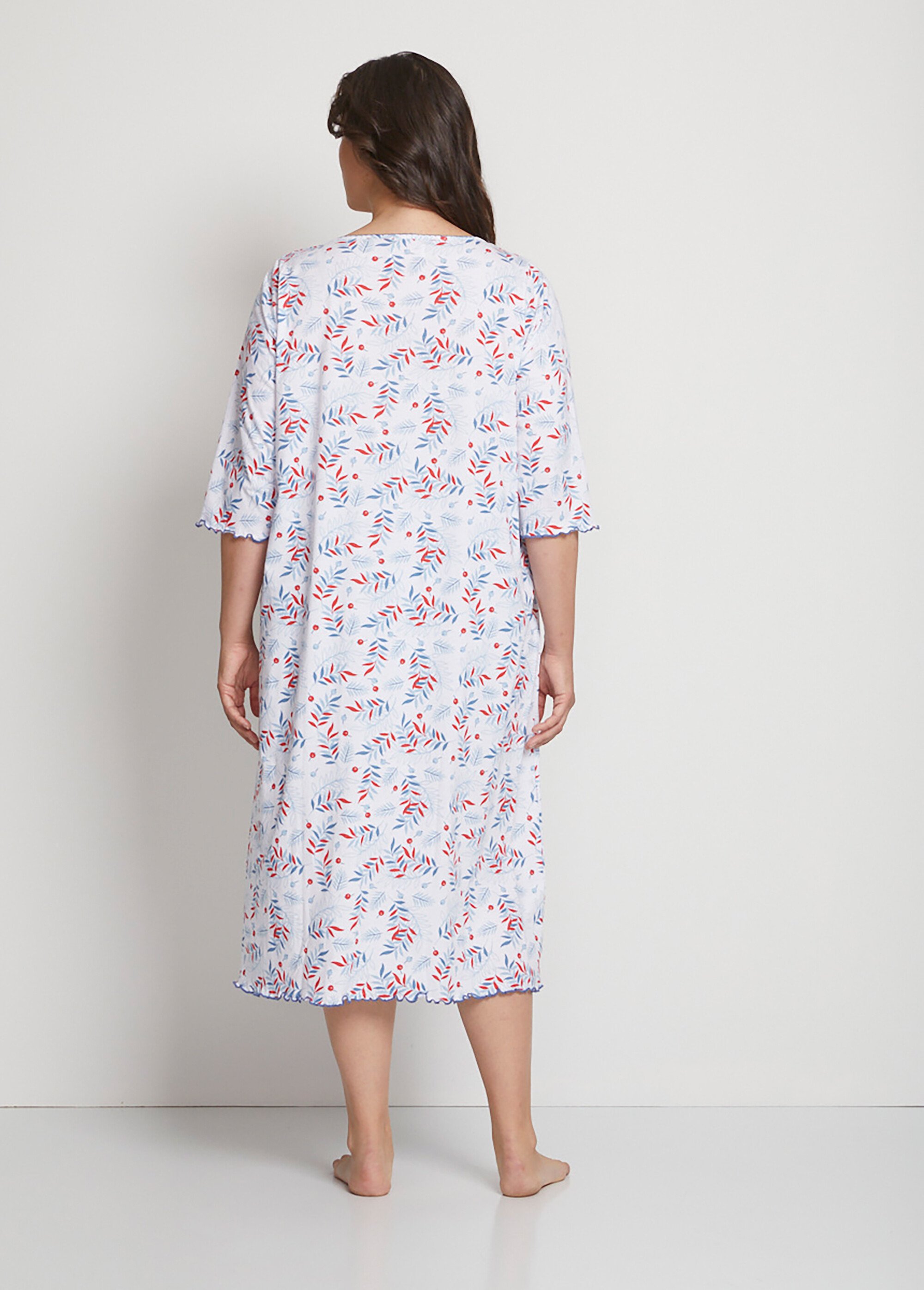 Chemise de nuit longue manches 3/4 coton imprimé