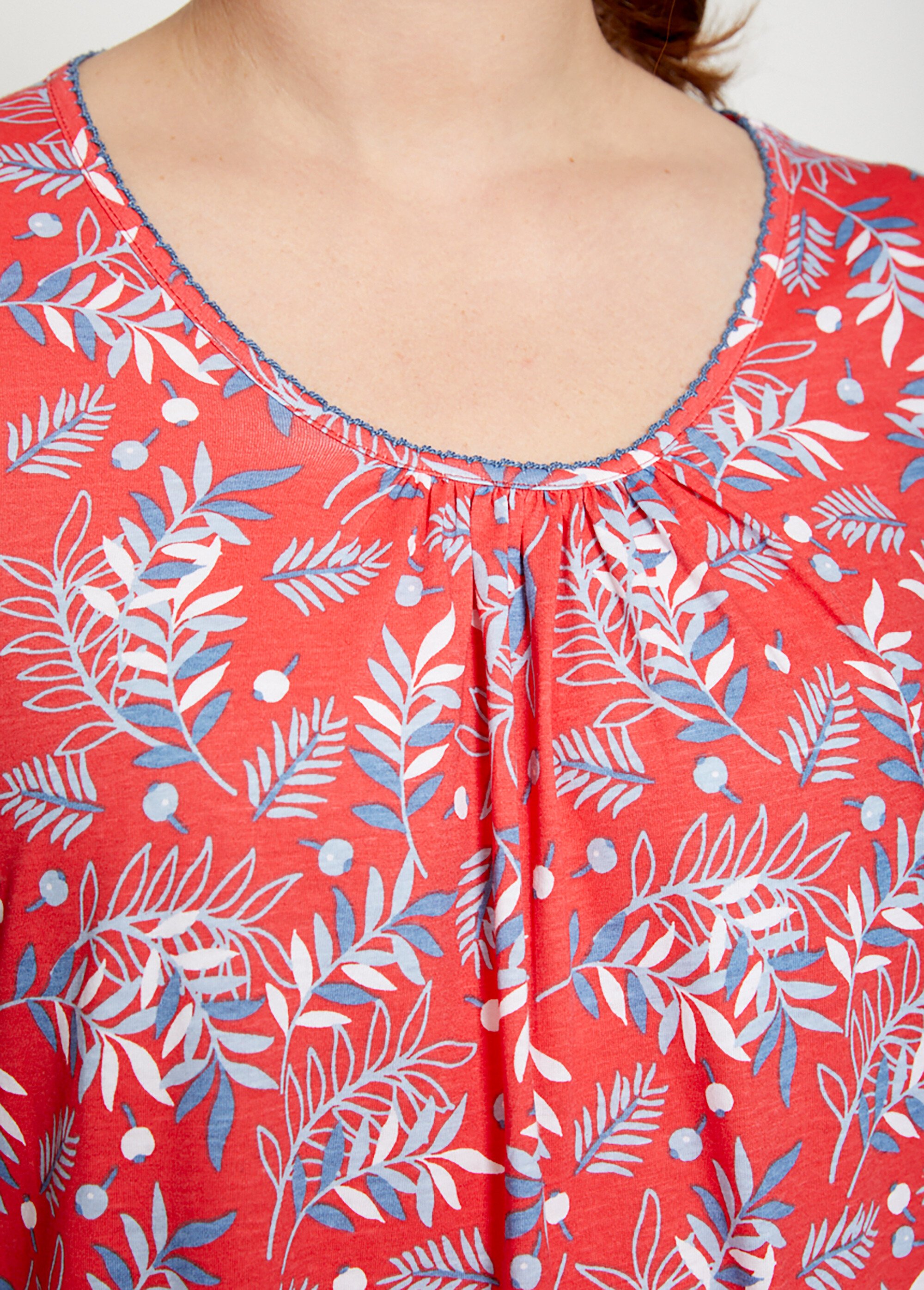 Chemise de nuit longue manches 3/4 coton imprimé