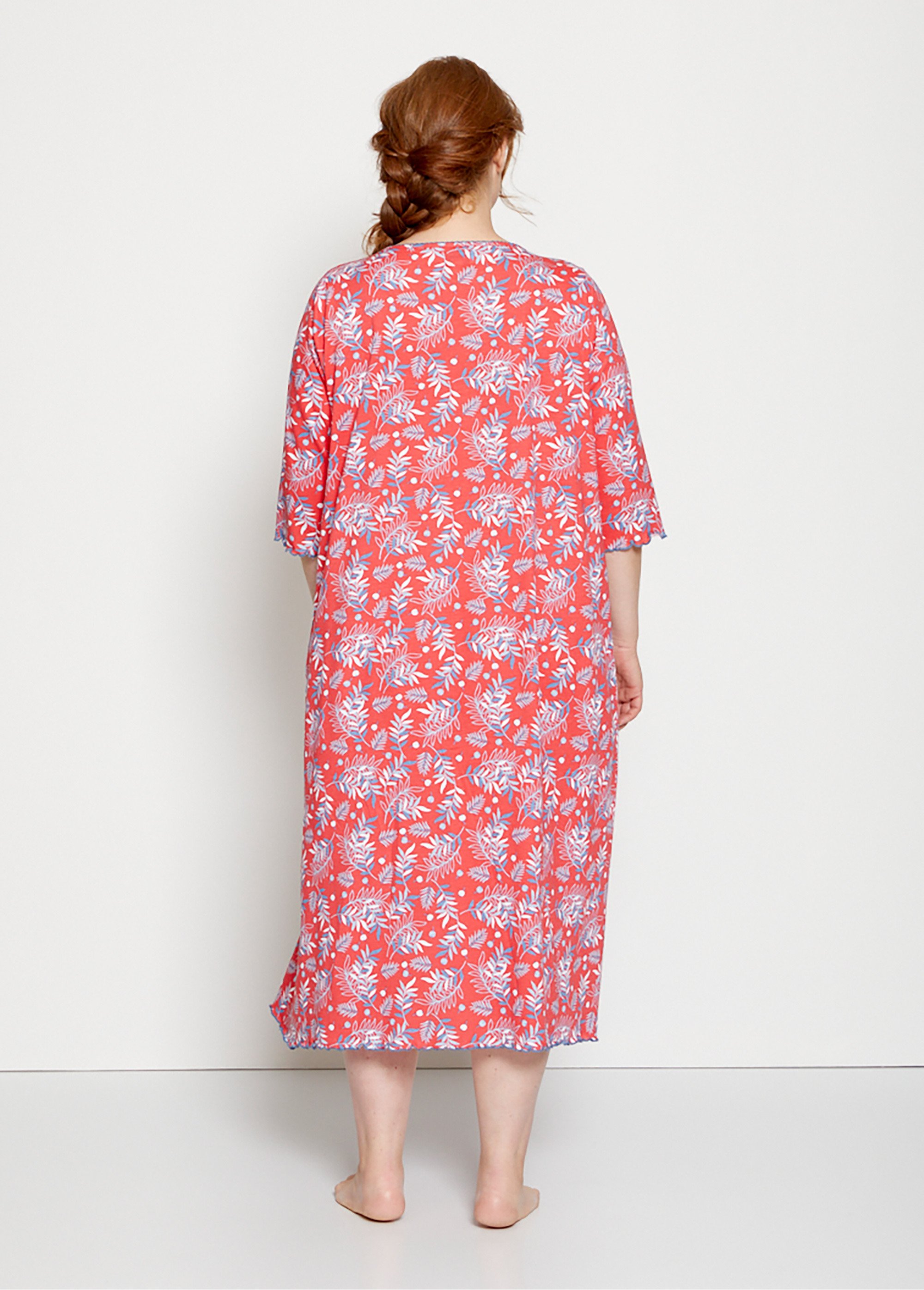 Chemise de nuit longue manches 3/4 coton imprimé