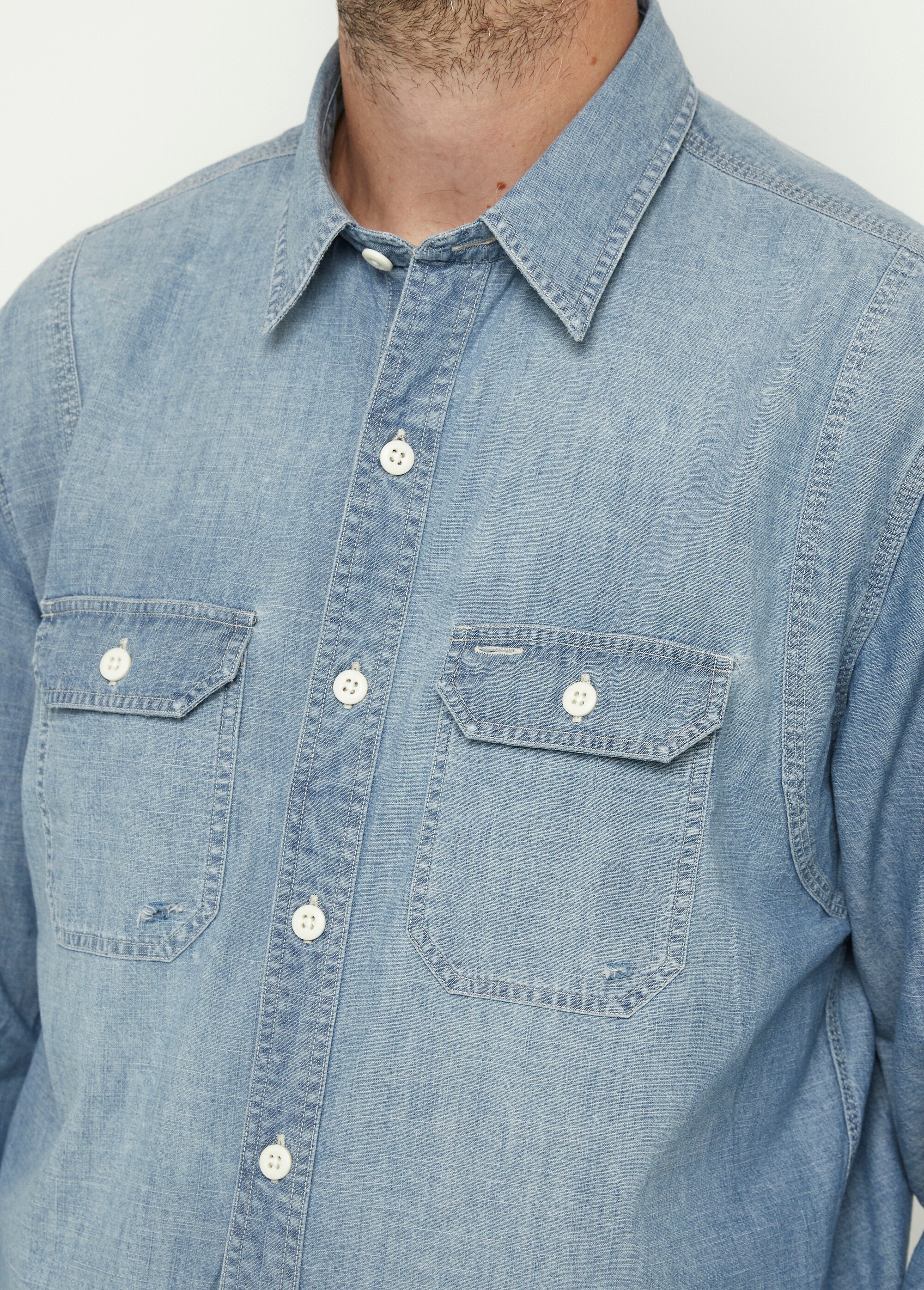 Chemise en denim avec poches plaquées Homme Bleu DC-CHEDENIM DE1