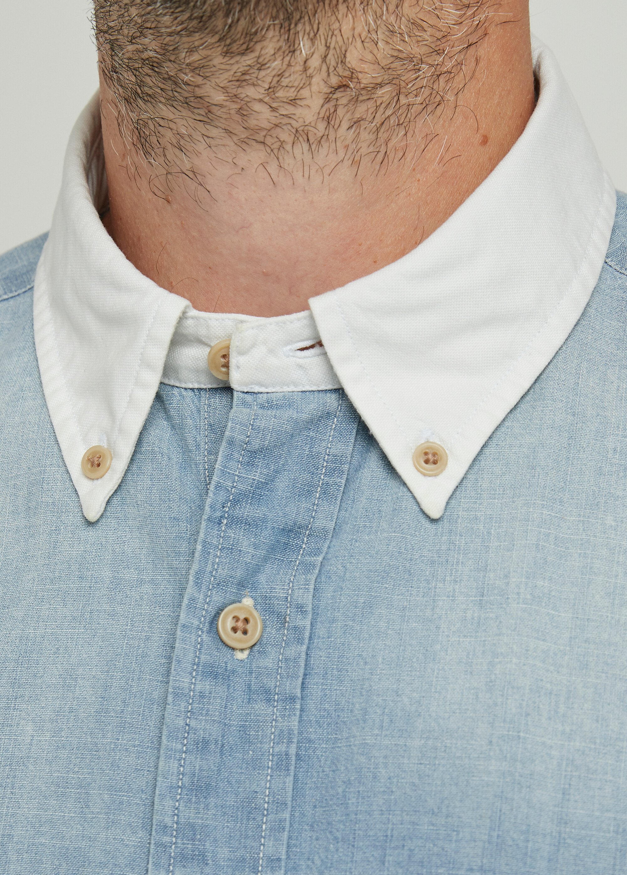 Chemise en denim sportswear chic, col boutonné Homme Bleu DC-CHEDECOLBLAN DE1