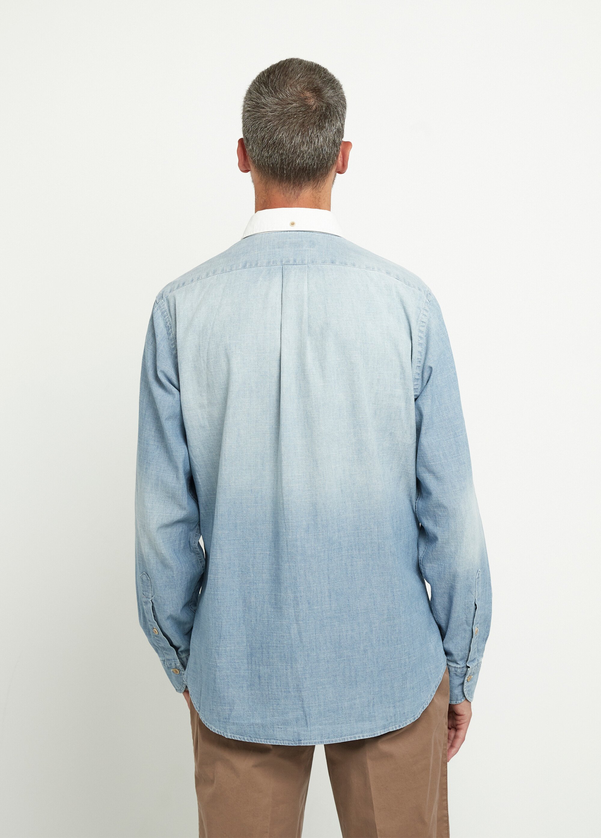 Chemise en denim sportswear chic, col boutonné Homme Bleu DC-CHEDECOLBLAN DO1