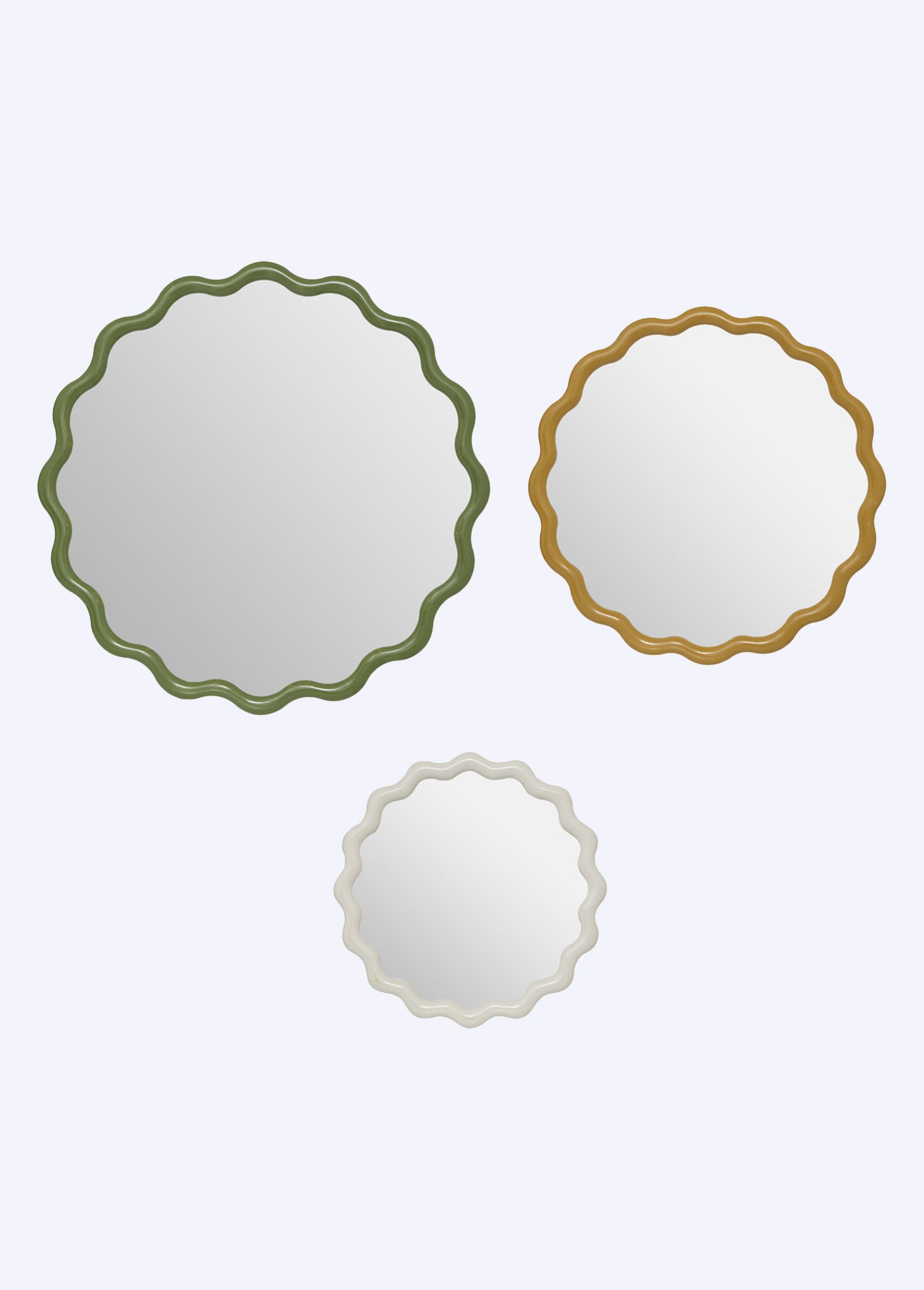 Set de 3 miroirs bords festonnés vagues