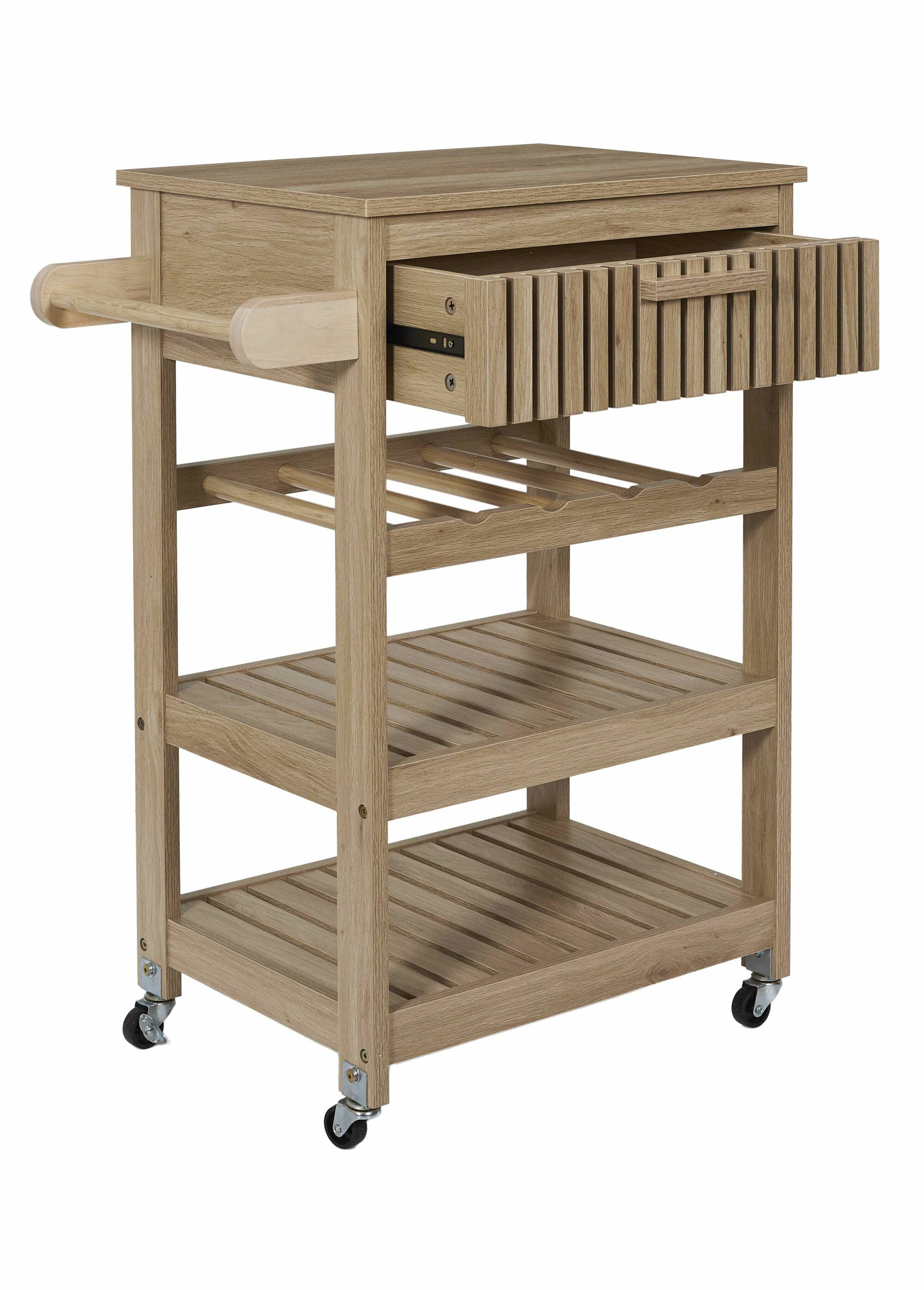 Desserte à roulettes en bois claustra MARRON CMP-HD0312 DE2