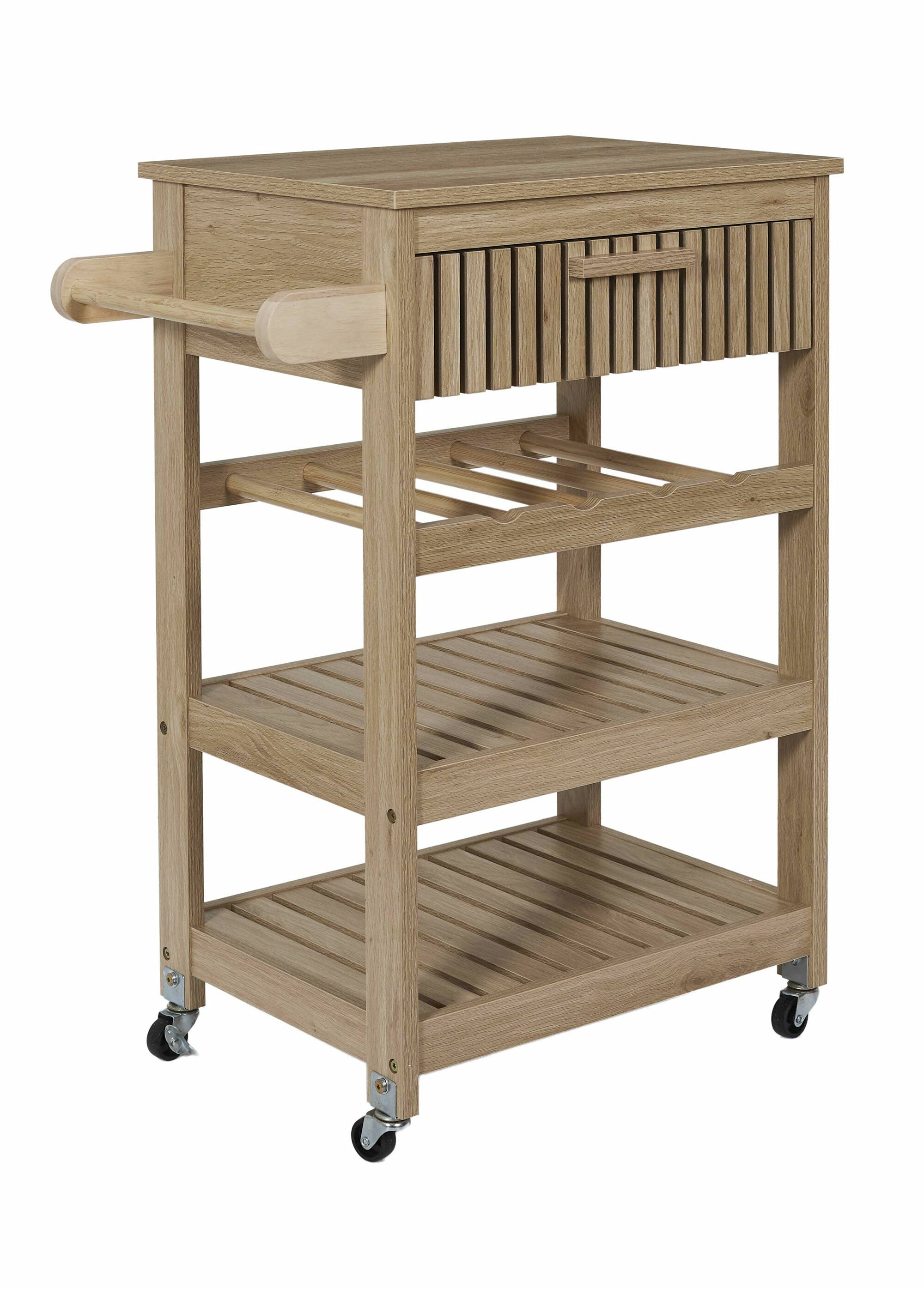 Desserte à roulettes en bois claustra MARRON CMP-HD0312 FA1