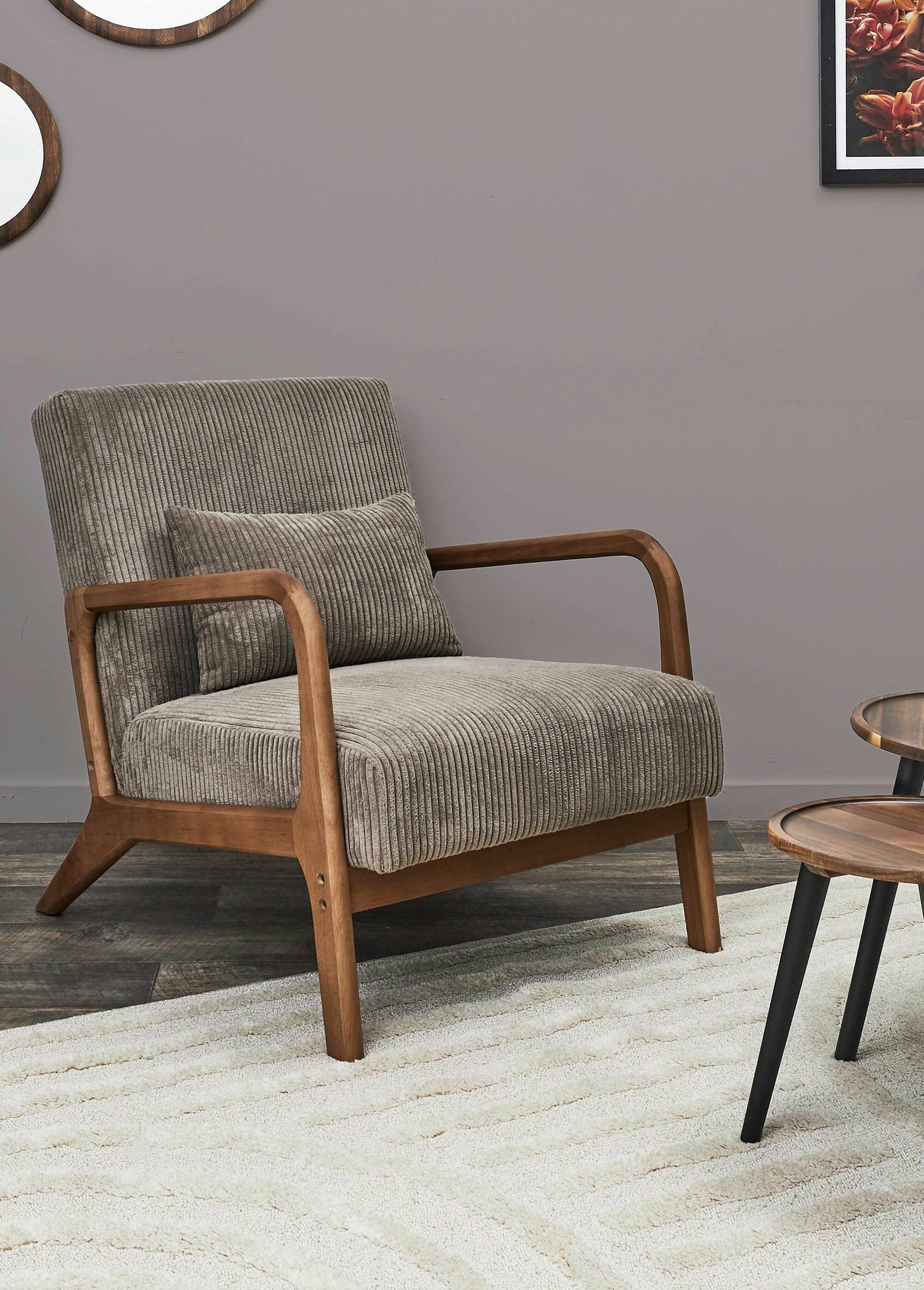 Fauteuil lounge en velours cotelé 2T MARRON CMP-HD0348 SI1