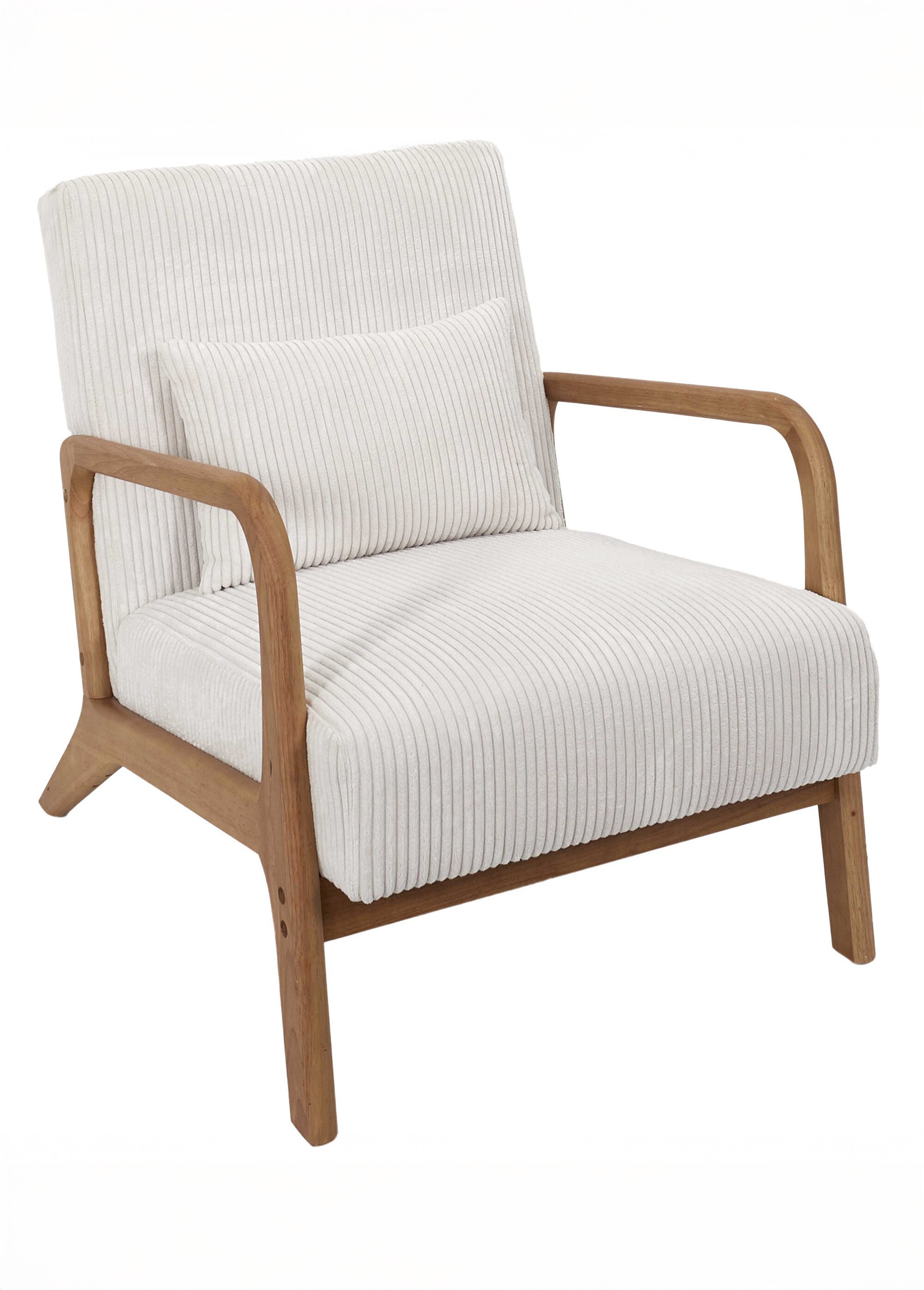 Fauteuil lounge en velours cotelé 3B BLANC CASSE CMP-HD0349 FA1