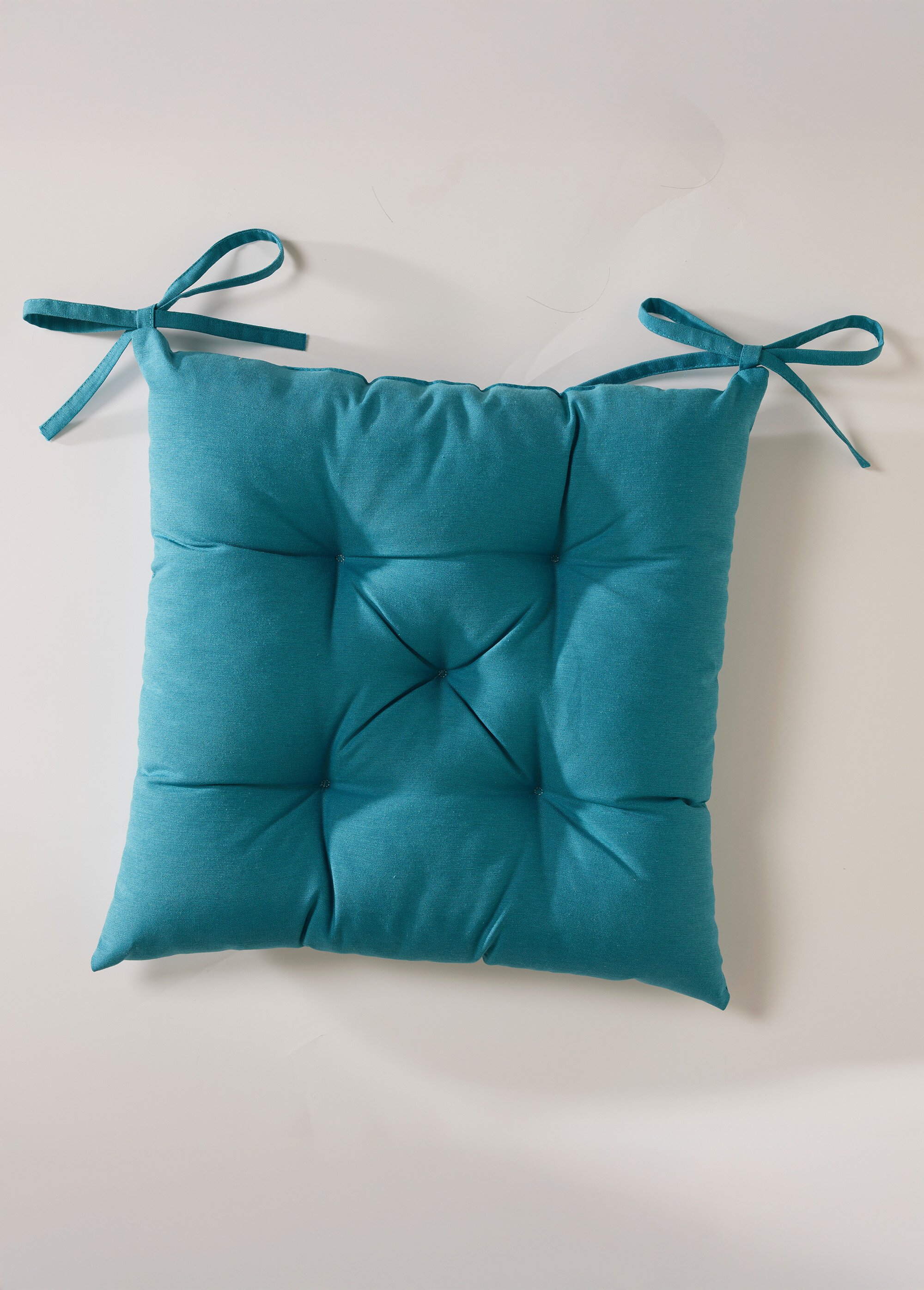 Galette de chaise capitonnée unie ou rayée Bleu REFLET FA1