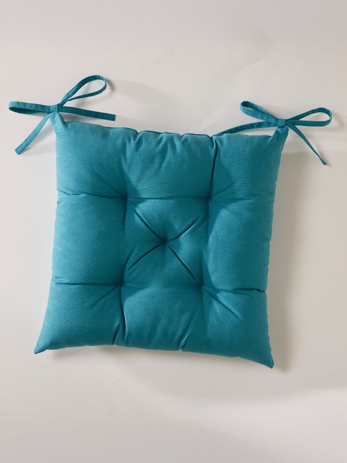 Galette de chaise capitonnée unie ou rayée Bleu REFLET FA1