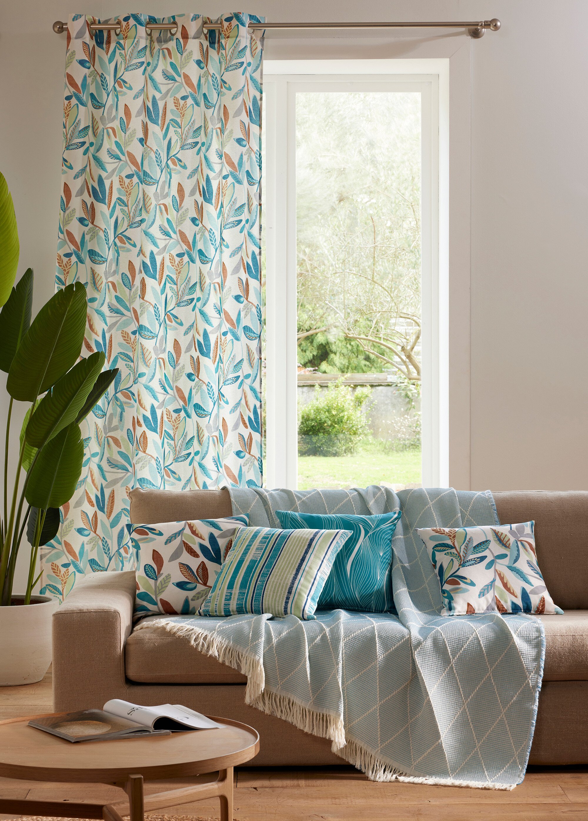 Housse de coussin carrée imprimée Bleu RADEAU SI1