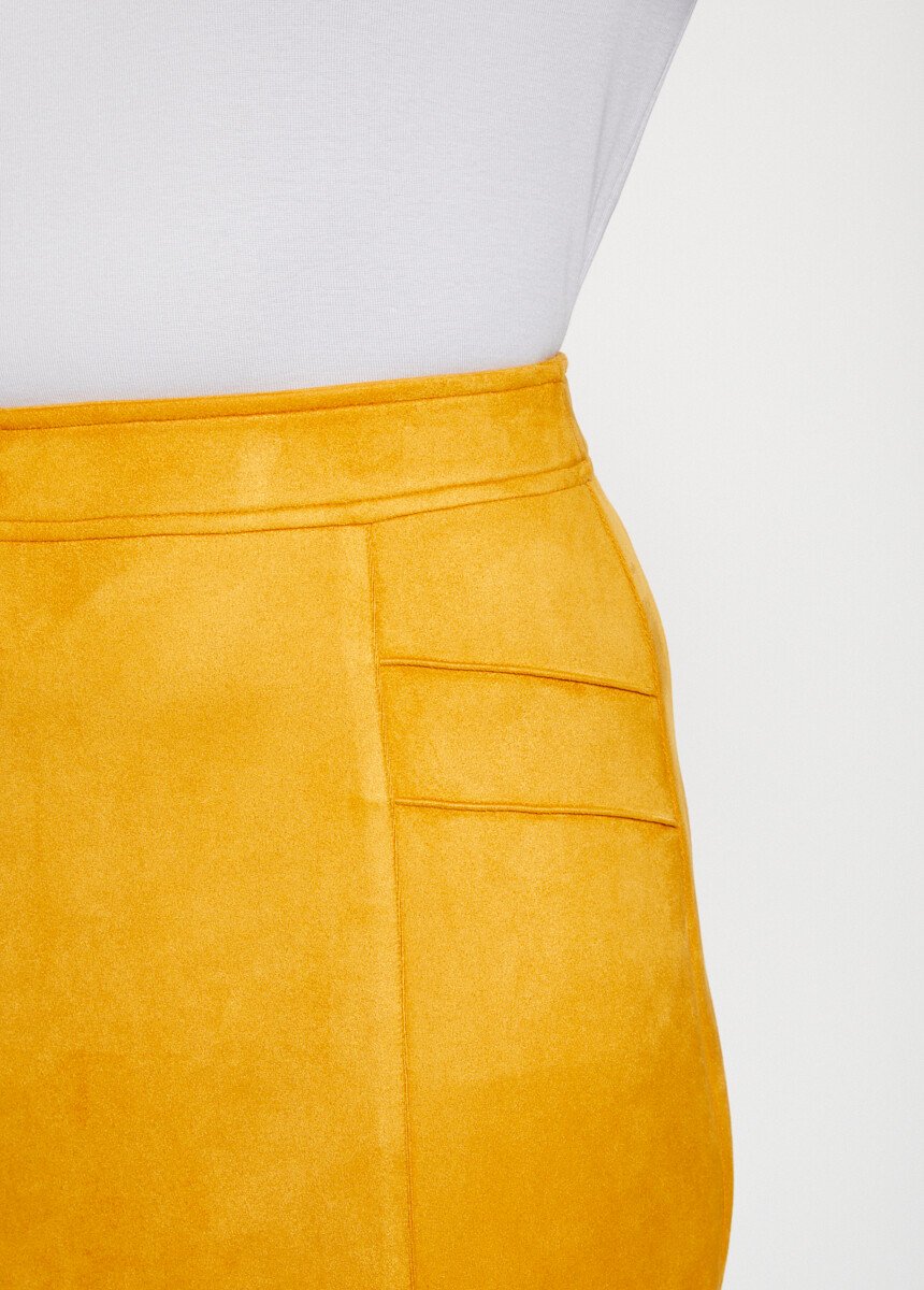 Jupe droite maille suédée Femme Jaune LIGLET DE1