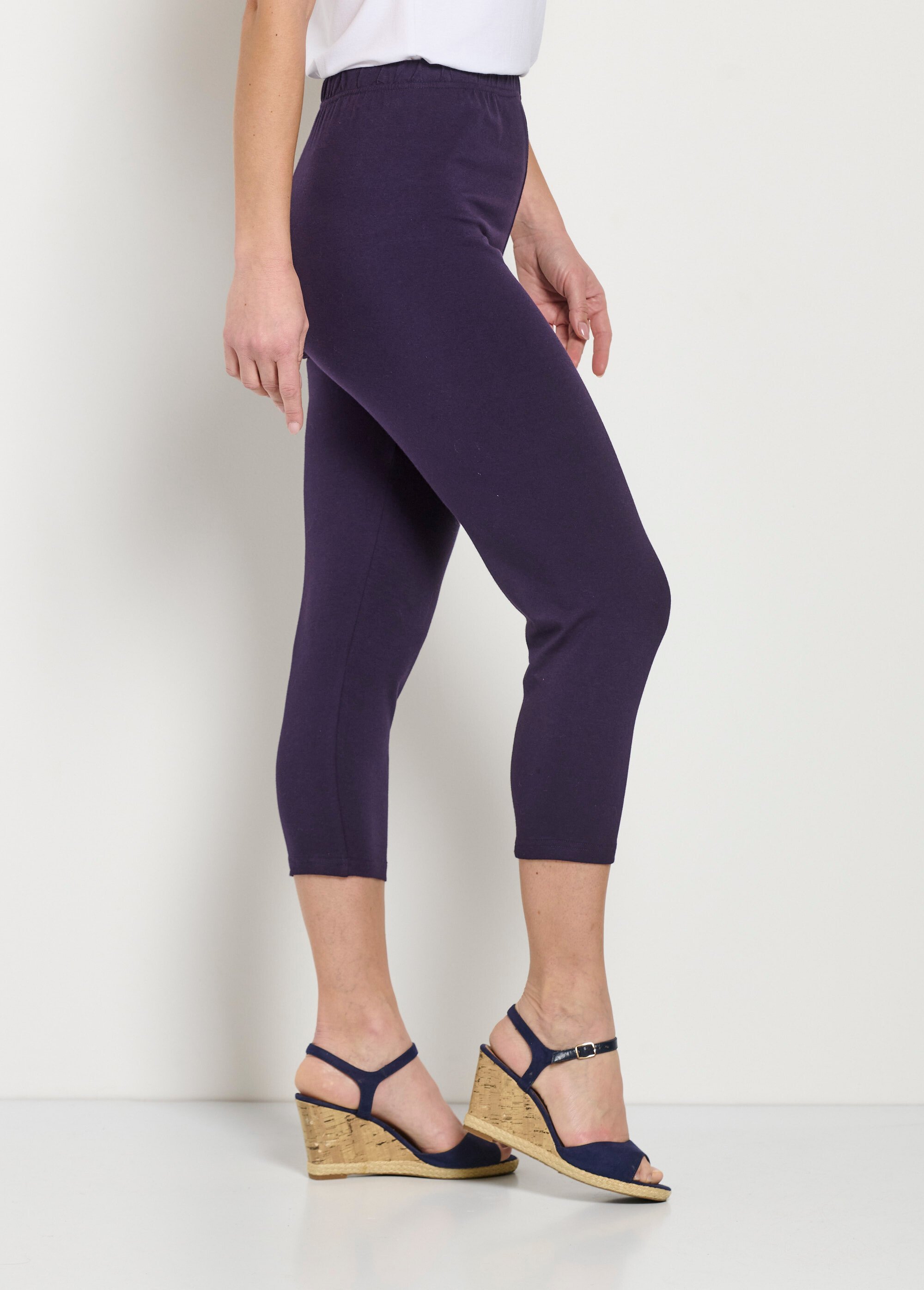 Legging court taille élastiquée coton Femme Rose NAROL DR1