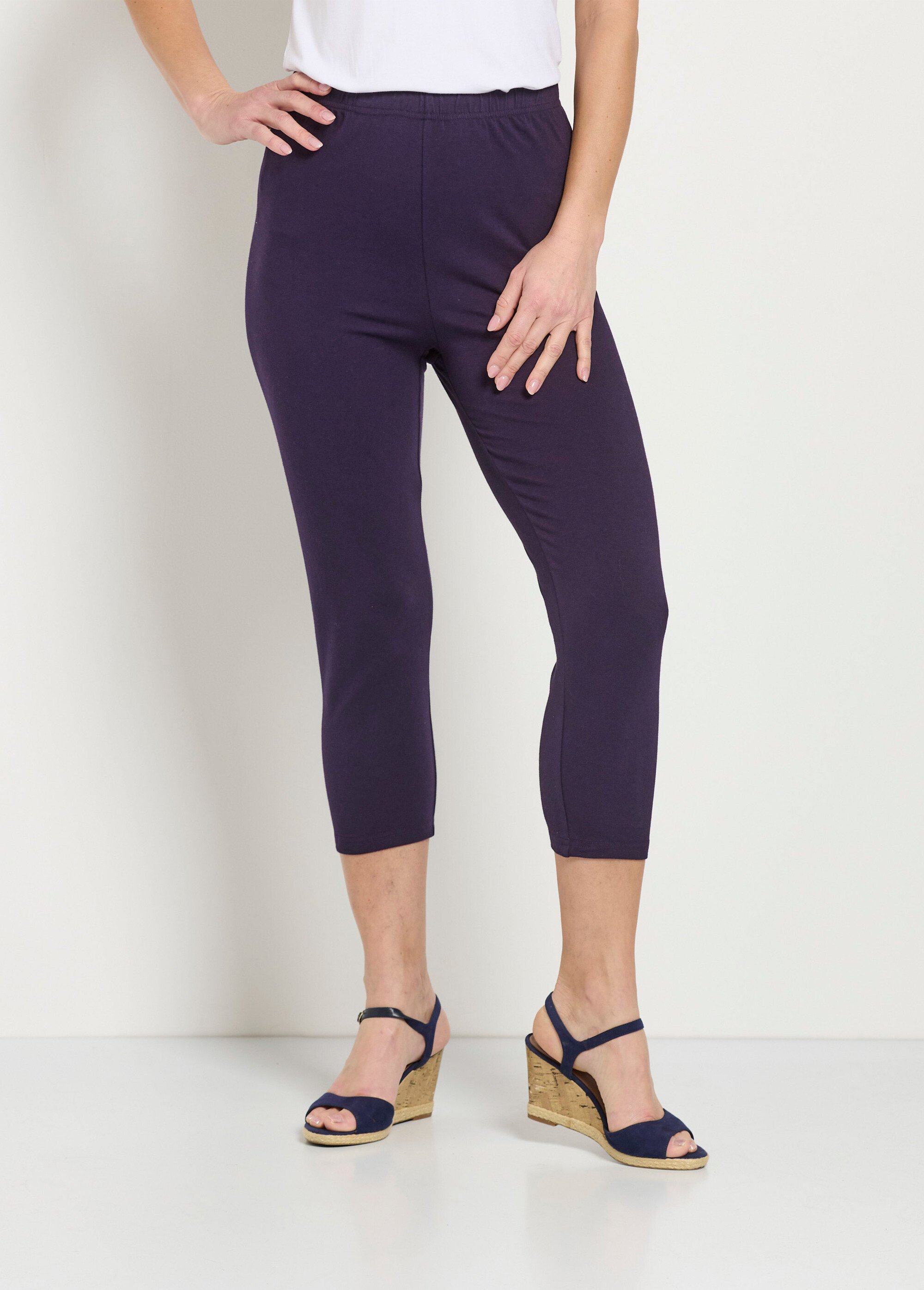 Legging court taille élastiquée coton Femme Rose NAROL FA1