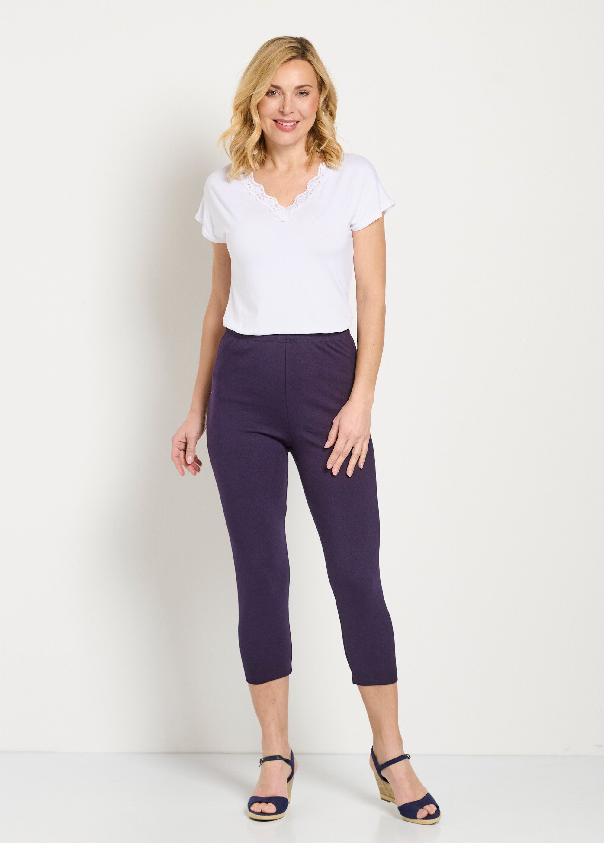 Legging court taille élastiquée coton Femme Rose NAROL SF1
