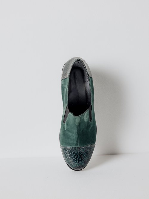 Mocassins compensés largeur confort élastiqués Femme Vert ONDE OV1