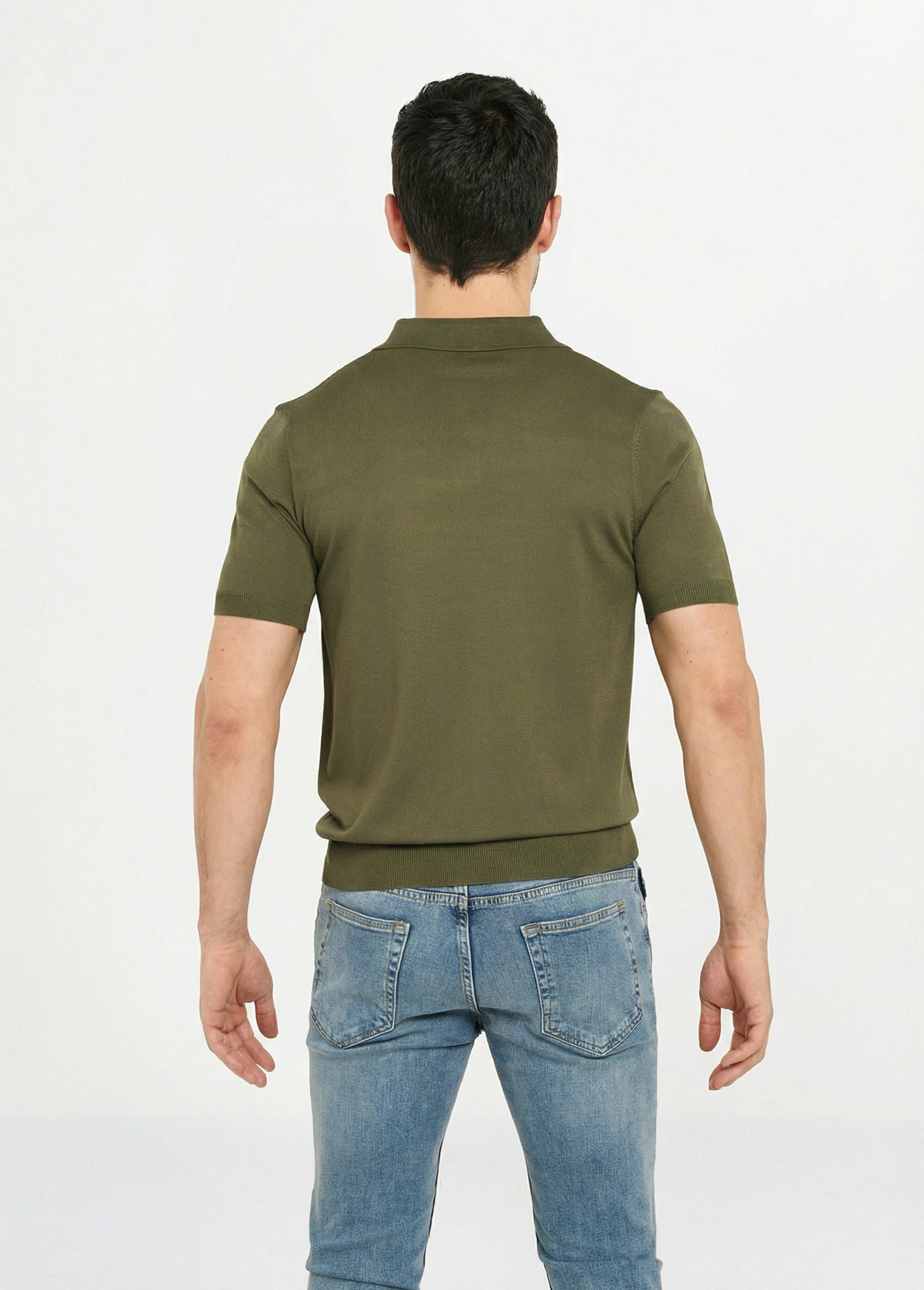 Polo en maille fine, manches courtes Vert LYS689 DO1