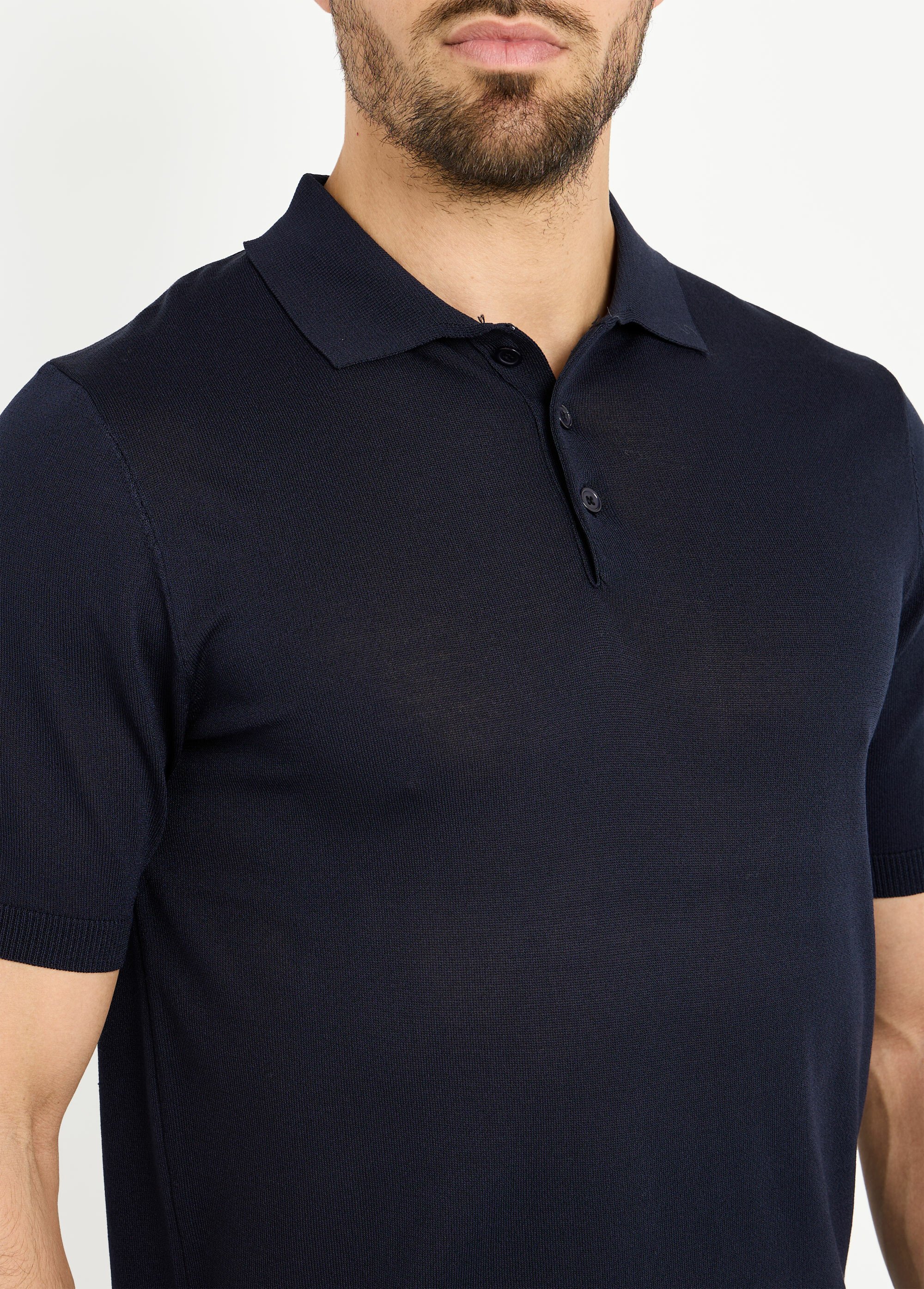 Polo en maille fine, manches courtes Bleu LYS689 DE1