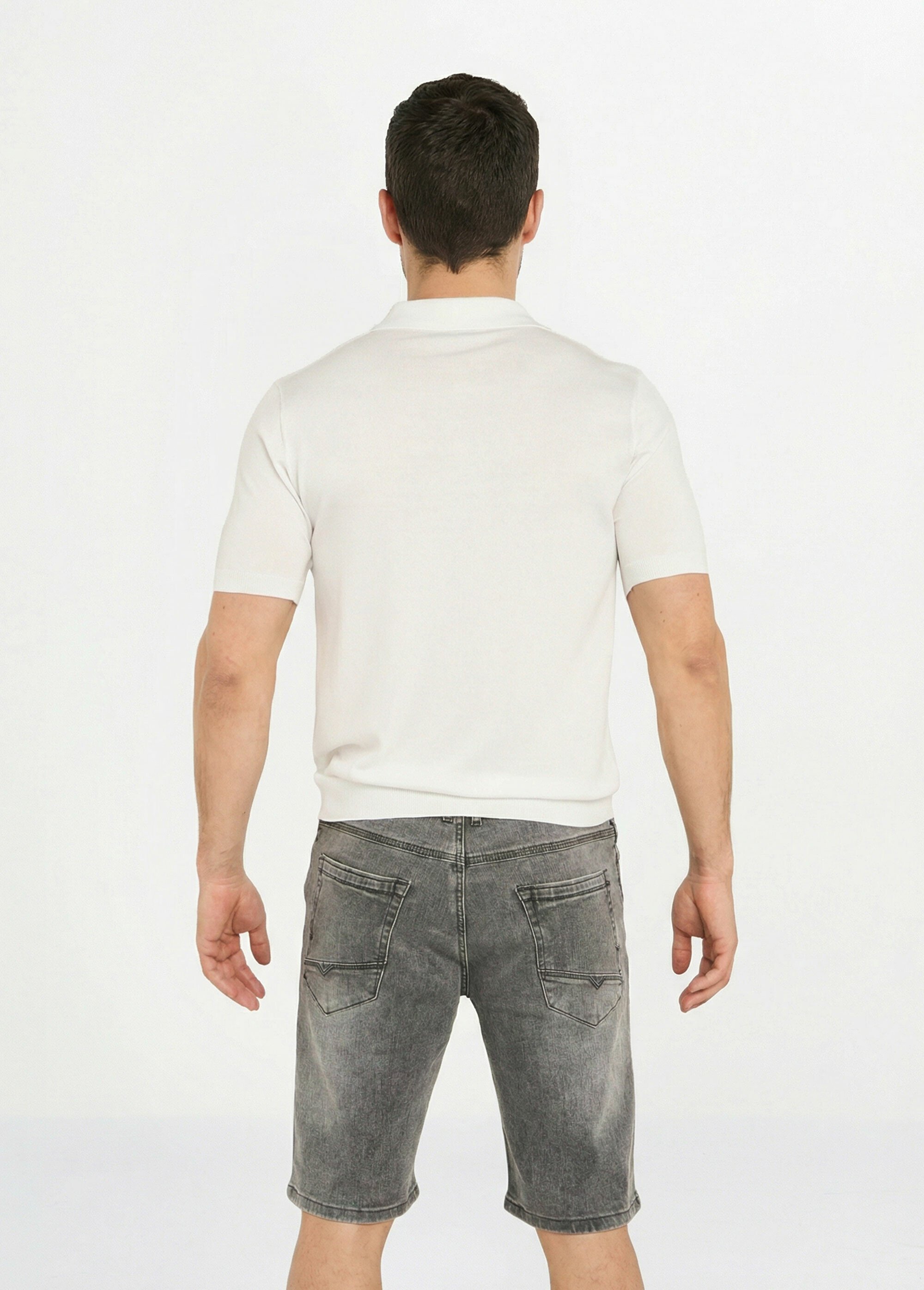 Polo en maille fine, manches courtes Blanc LYS689 DO1