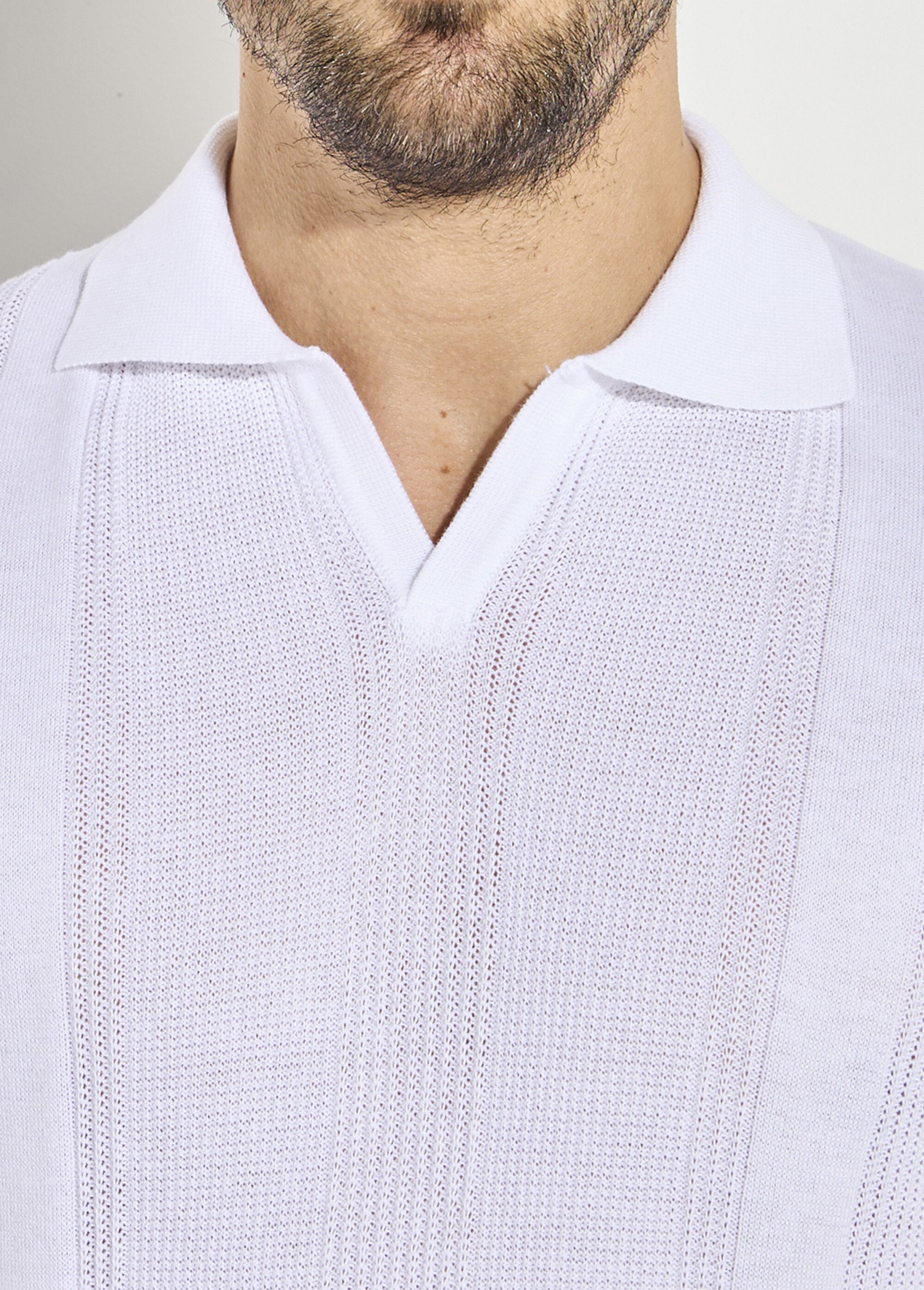 Pull col polo manches courtes coton