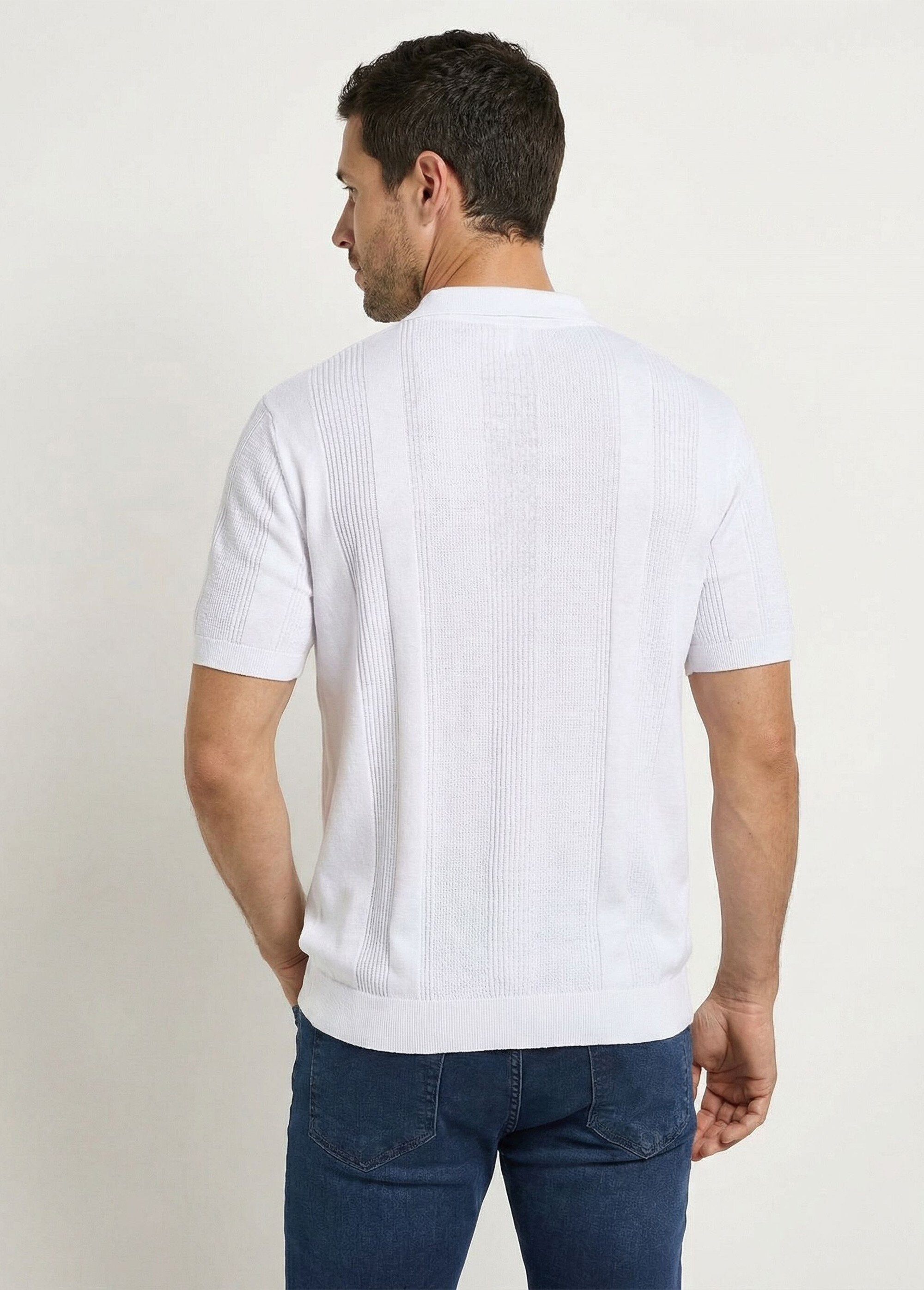 Pull col polo manches courtes coton Homme Blanc FURTIF DO1