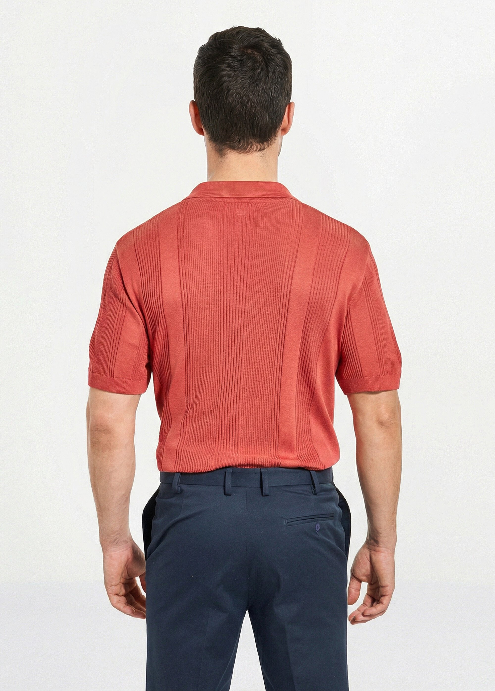 Pull col polo manches courtes coton Homme Orange FURTIF DO1