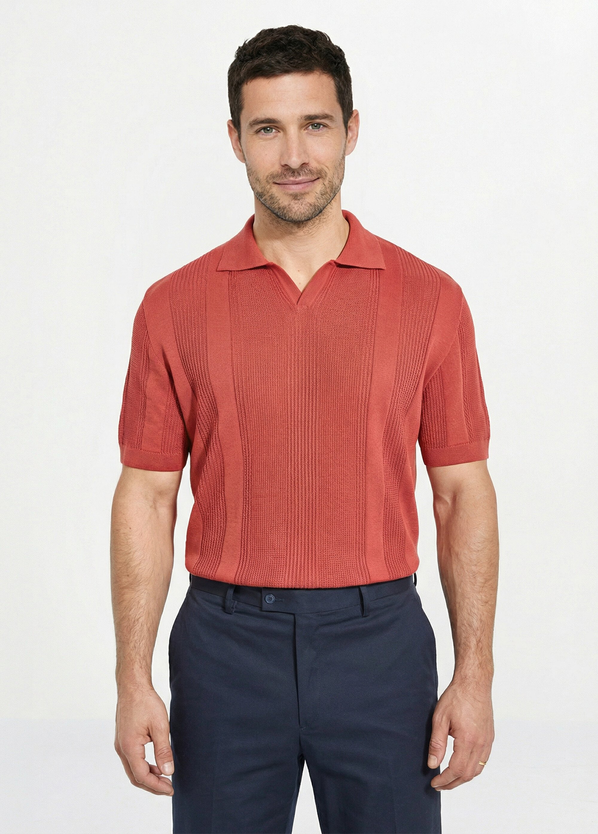 Pull col polo manches courtes coton Homme Orange FURTIF FA1