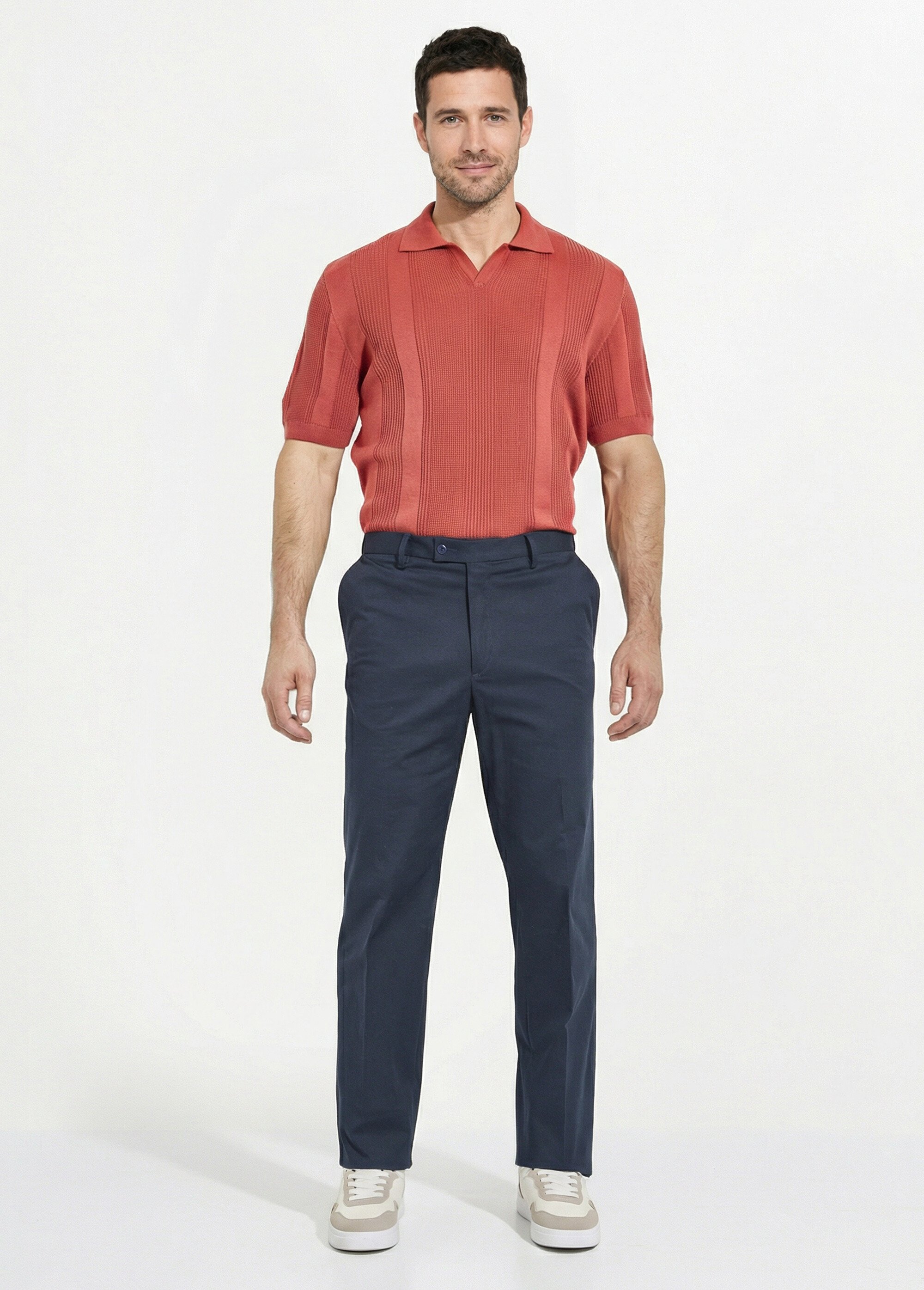 Pull col polo manches courtes coton Homme Orange FURTIF SF1