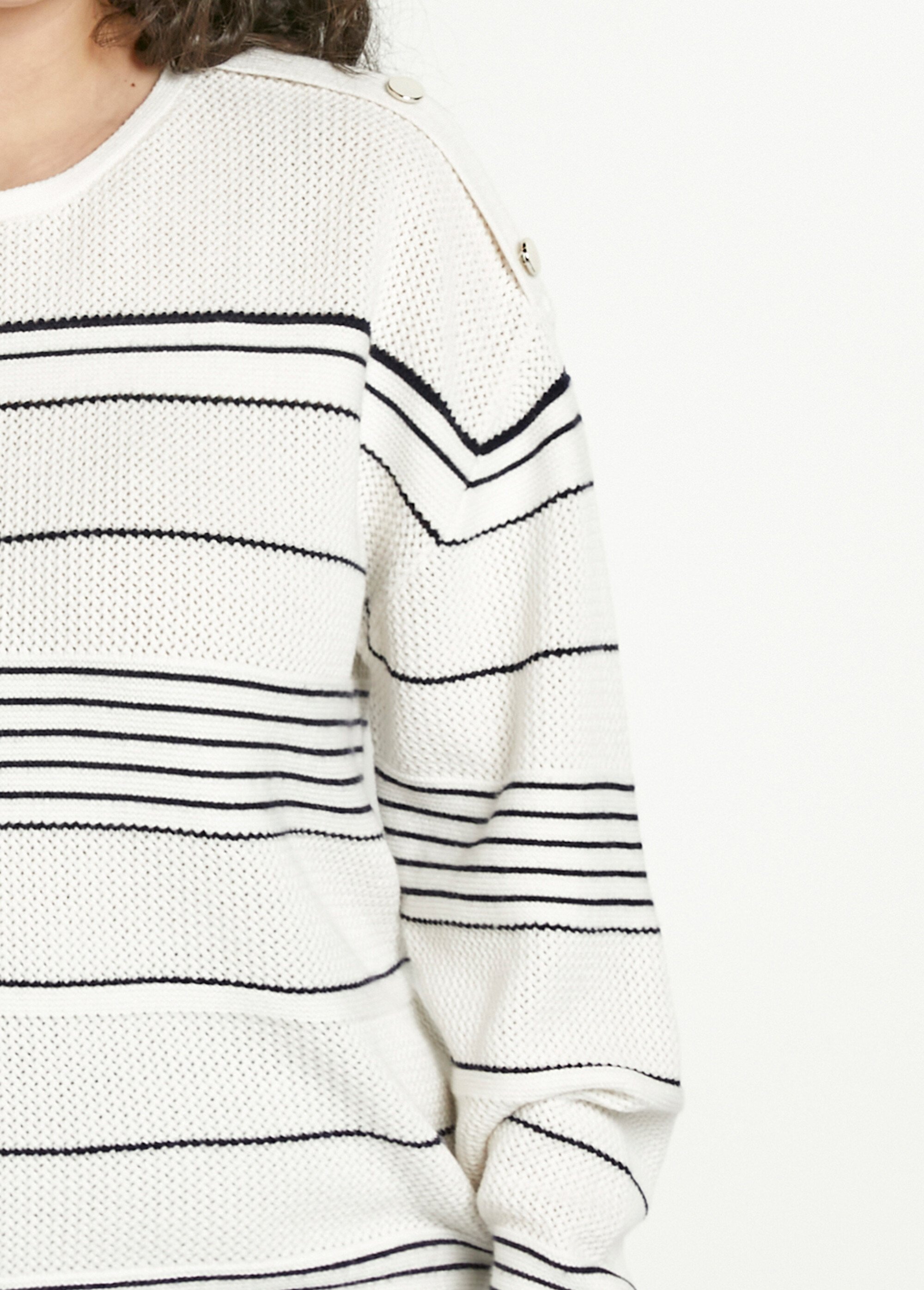 Pull doux rayé col rond esprit marinière
