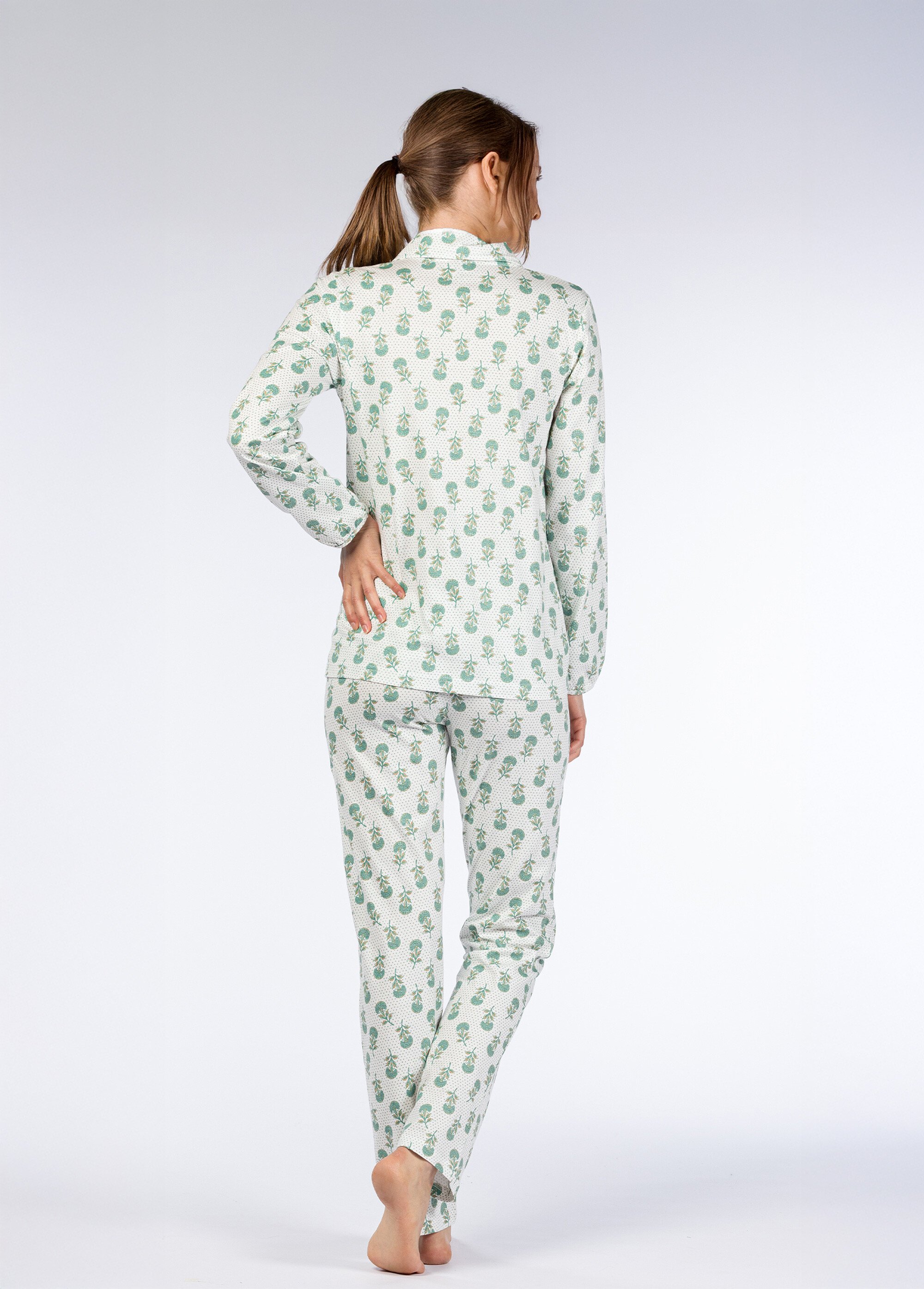 Pyjama long imprimé boutonné
