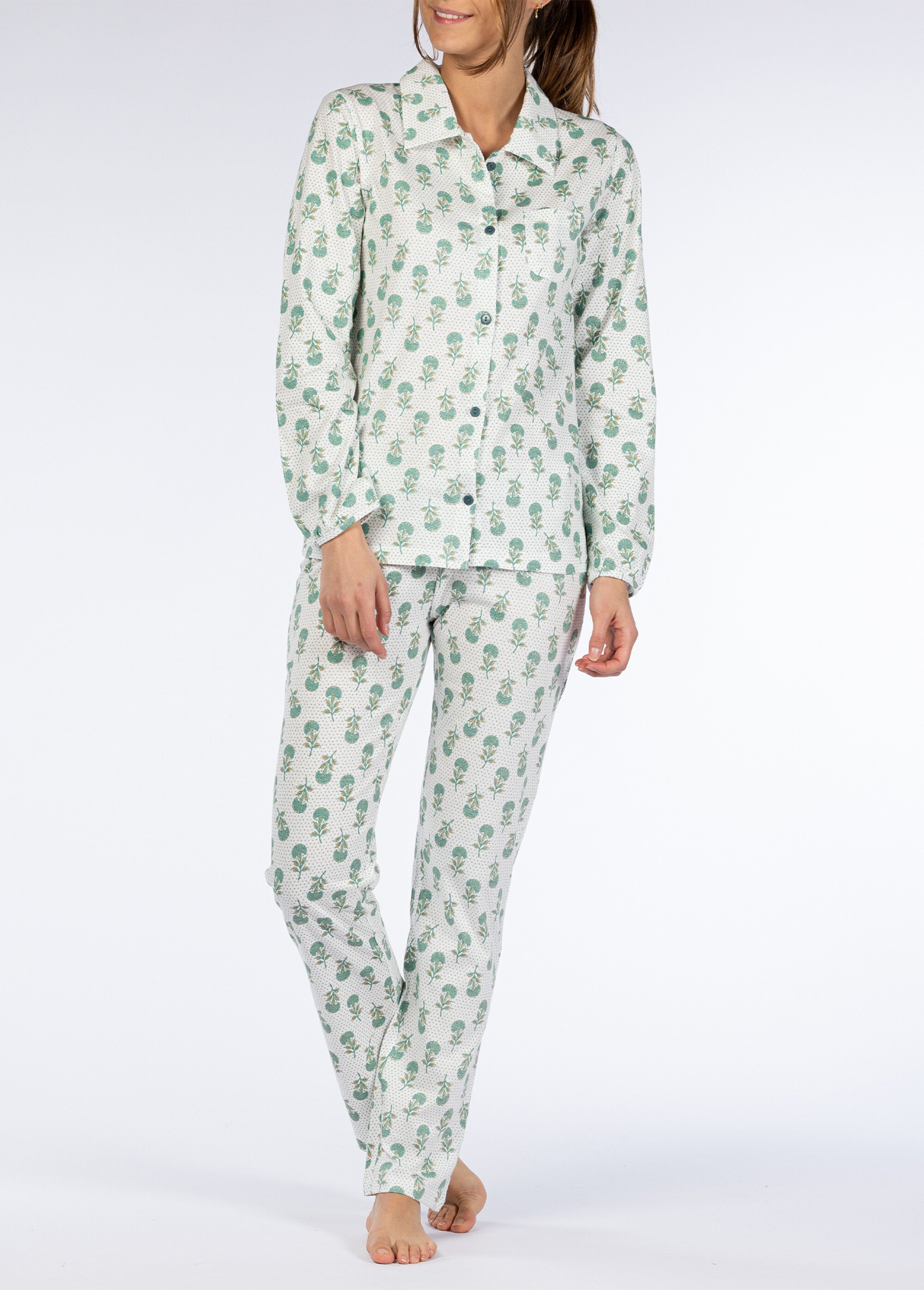Pyjama long imprimé boutonné
