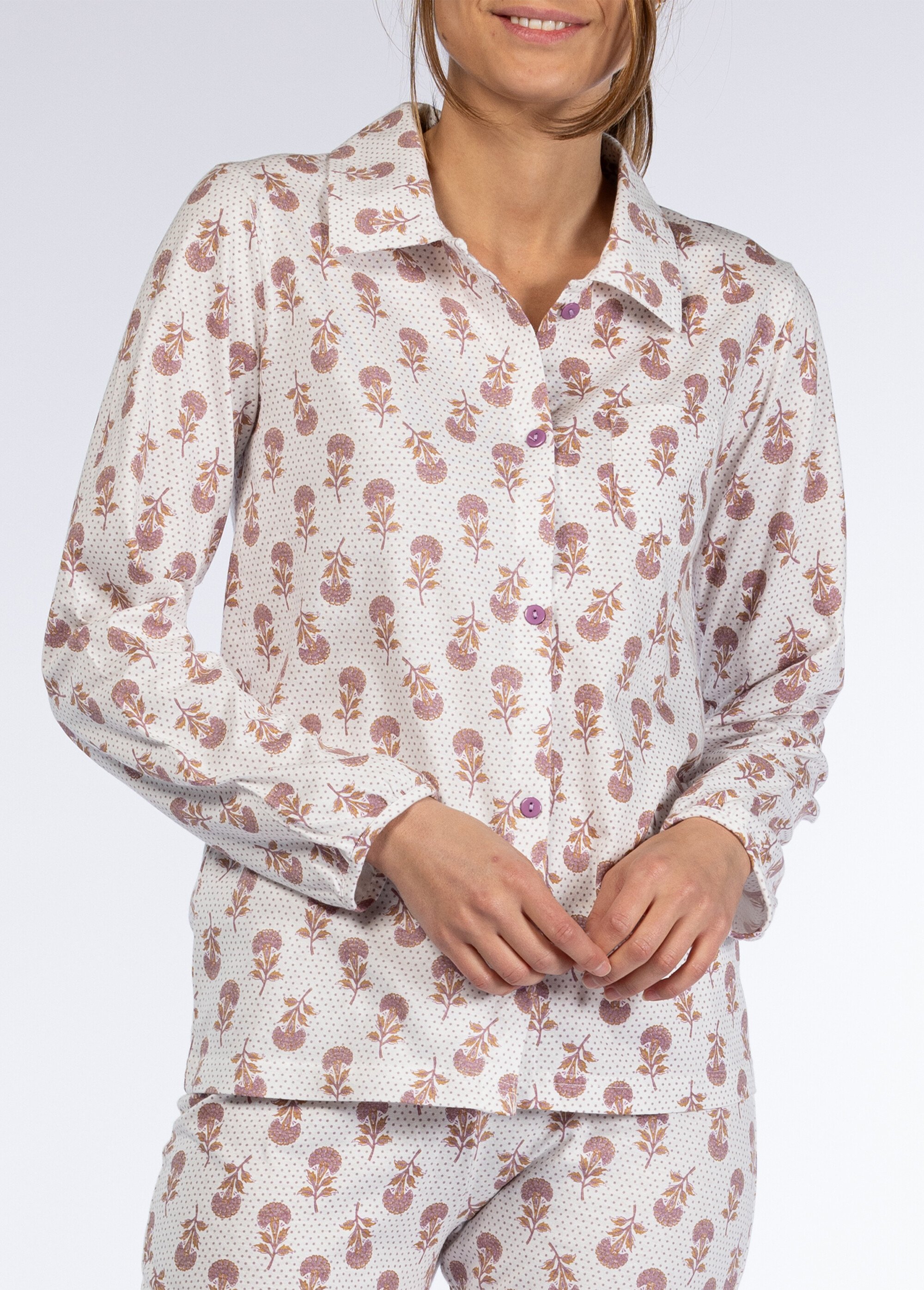 Pyjama long imprimé boutonné