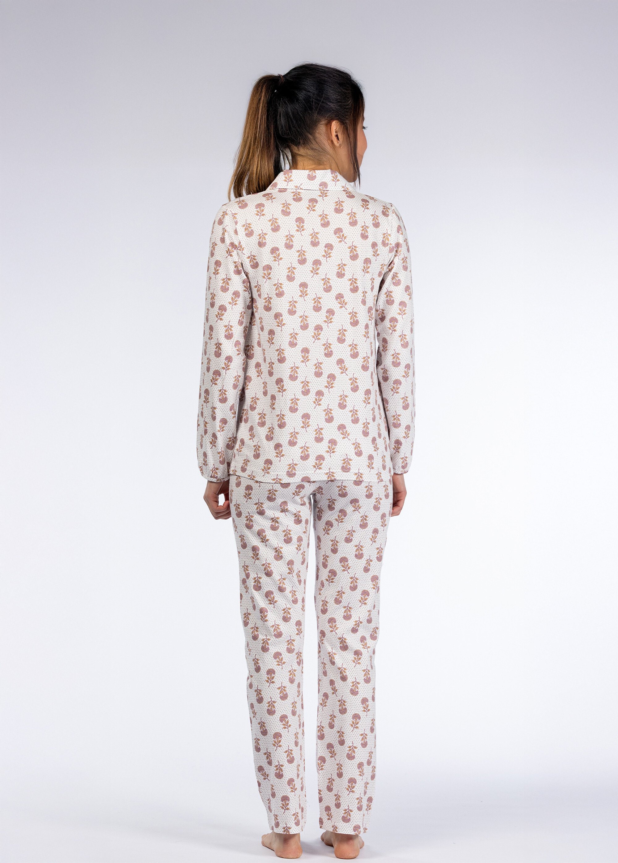 Pyjama long imprimé boutonné