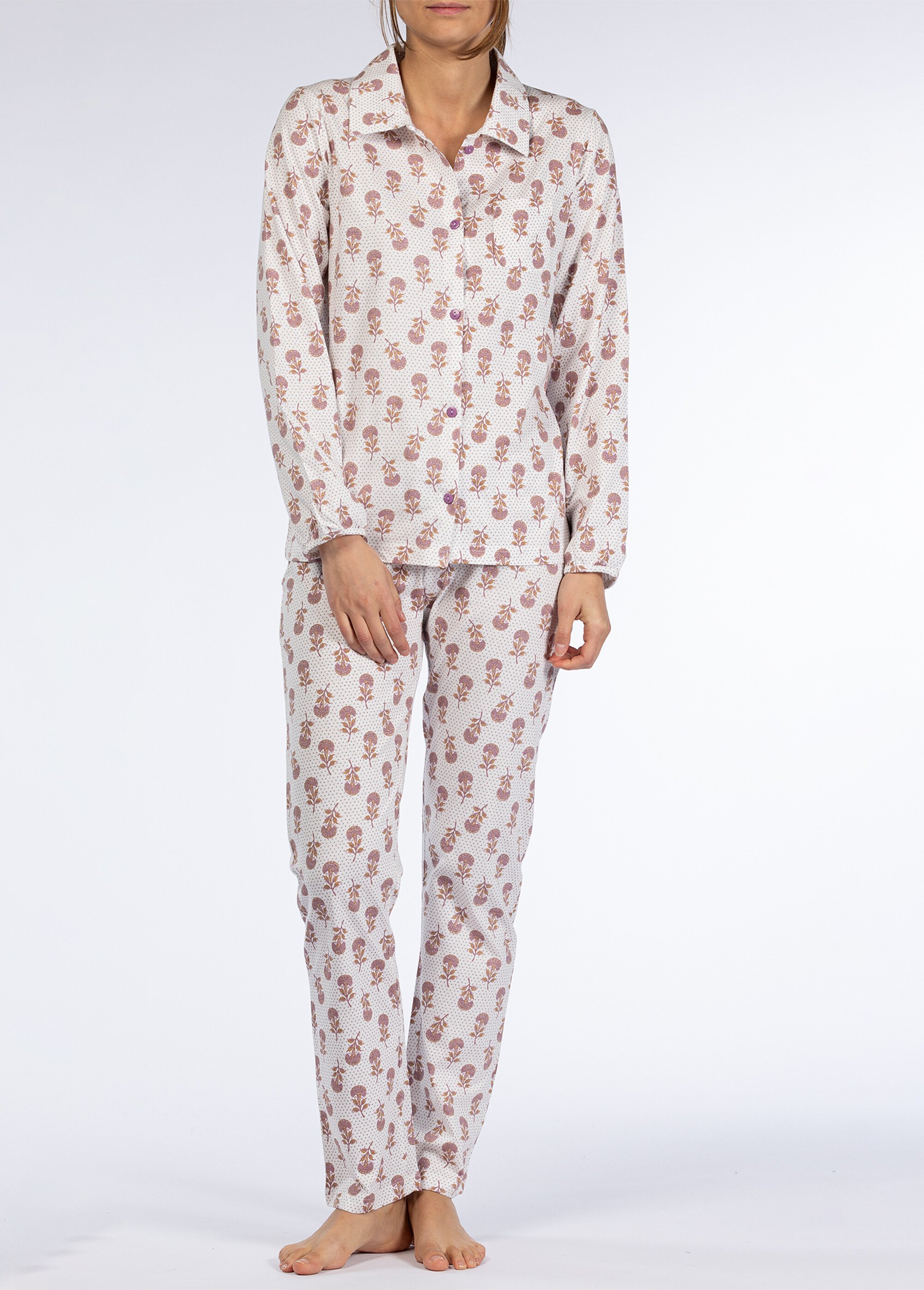 Pyjama long imprimé boutonné