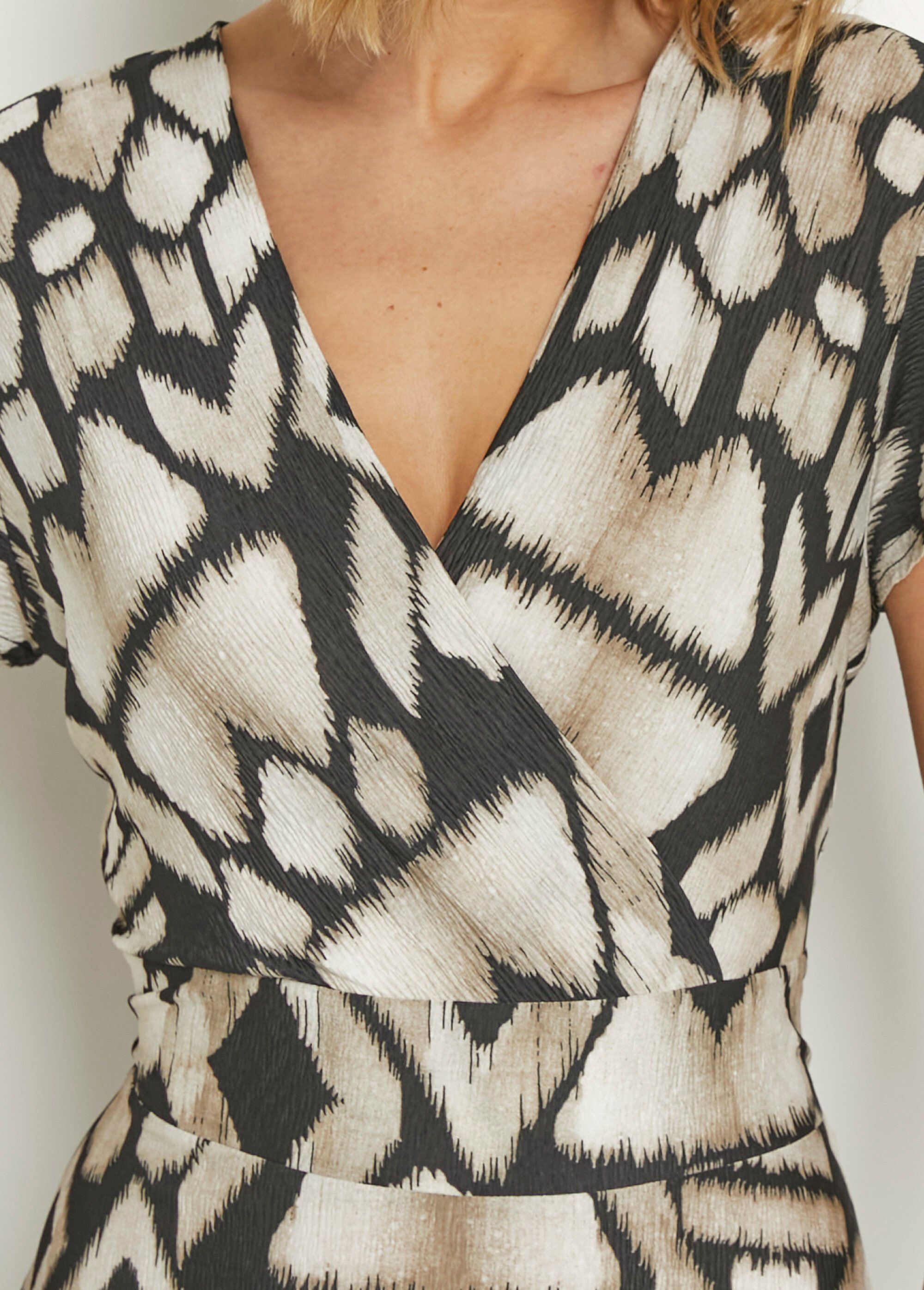 Robe fluide cache-cœur imprimé ethnique Femme Beige JO-HELENE DE2