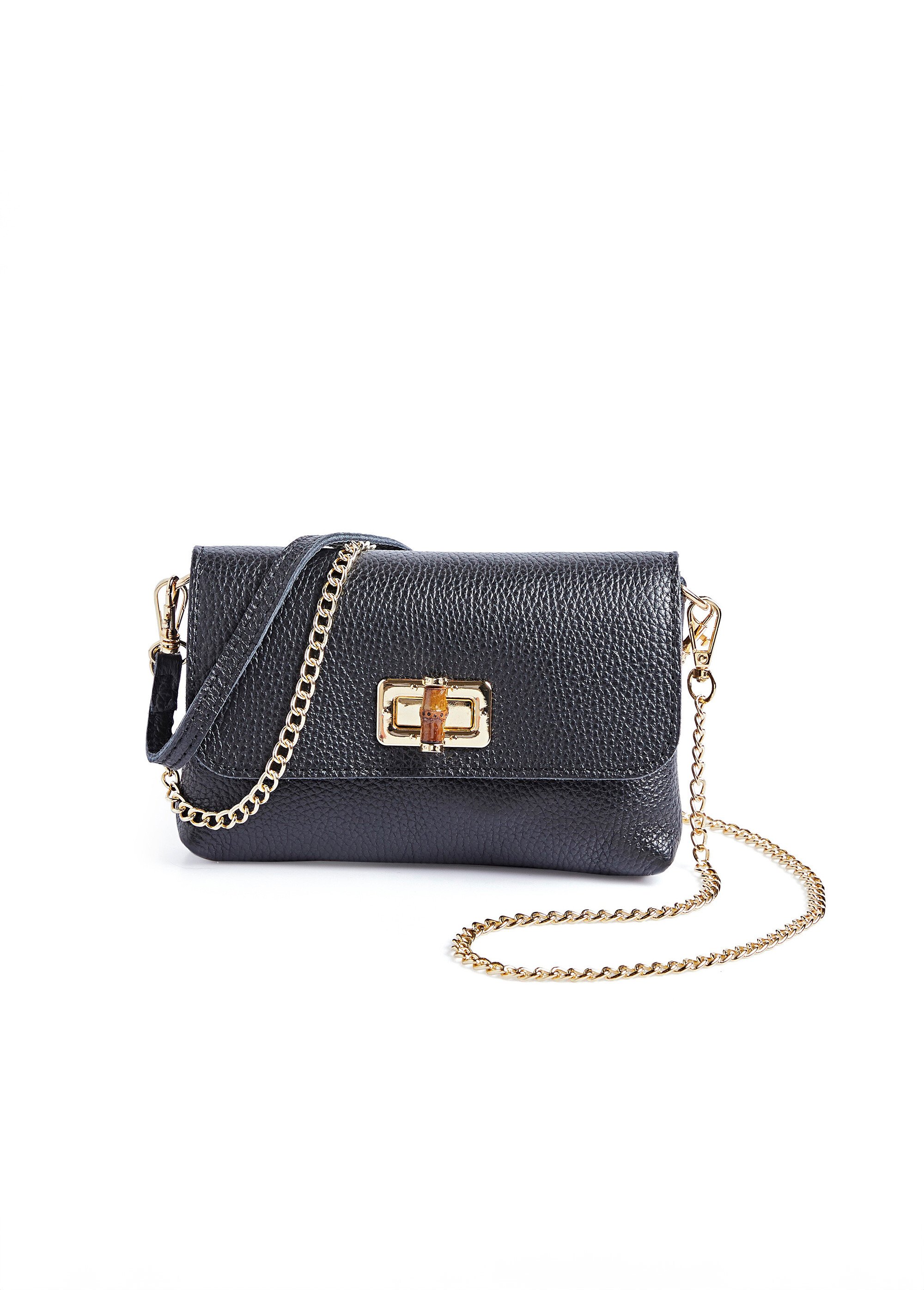 Sac pochette en cuir avec fermoir métal