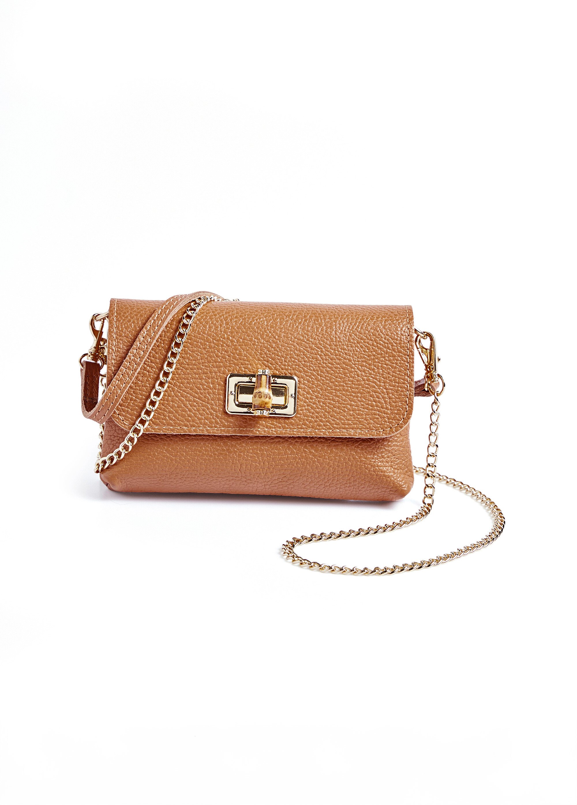 Sac pochette en cuir avec fermoir métal