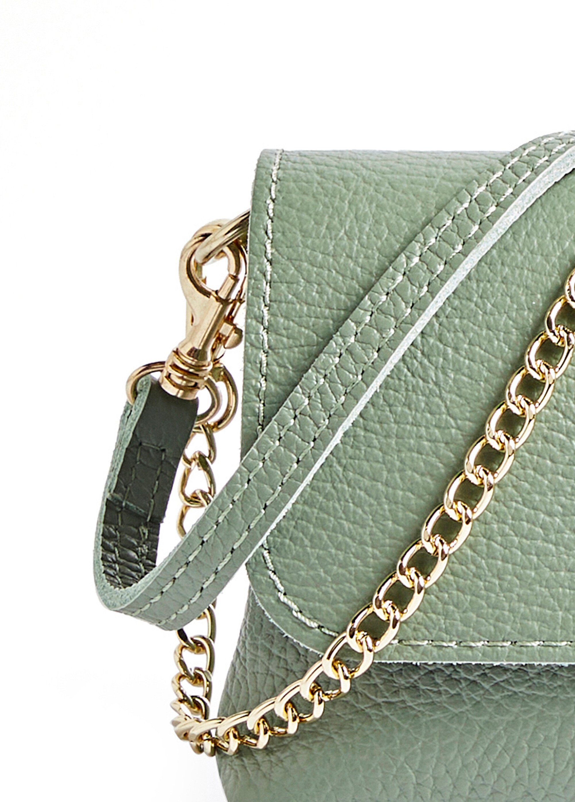 Sac pochette en cuir avec fermoir métal Femme Vert UMARO DE1