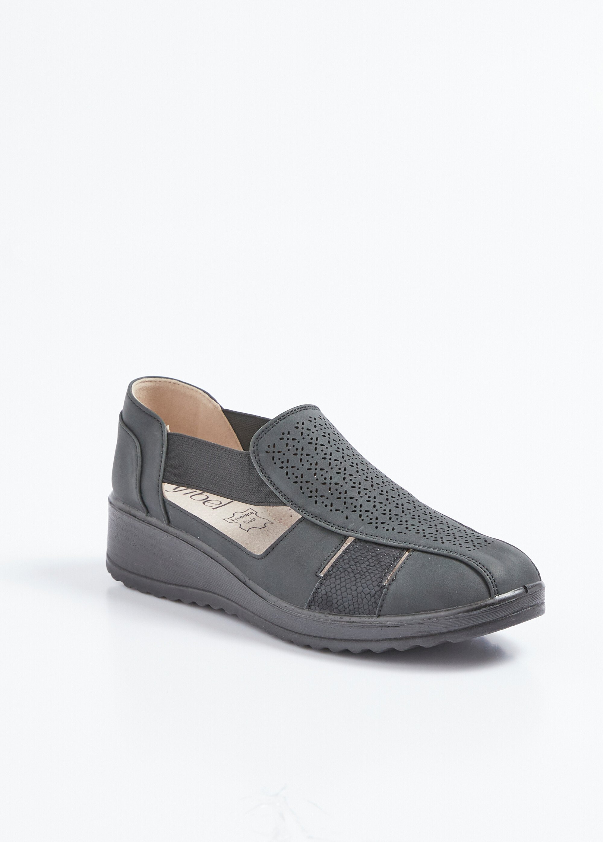 Sandales élastiquées largeur confort Femme Noir OPSALA FA1