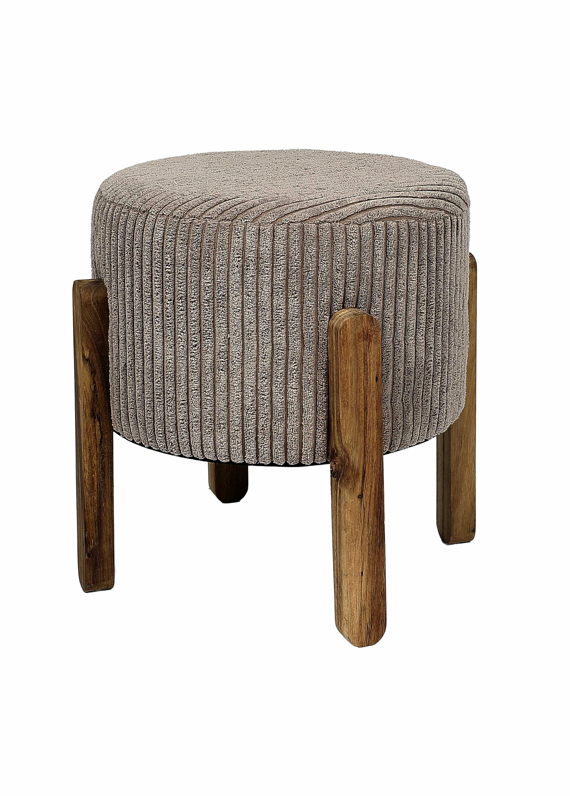 Tabouret d’appoint velours cotelé 2T MARRON CMP-HD0335 FA1