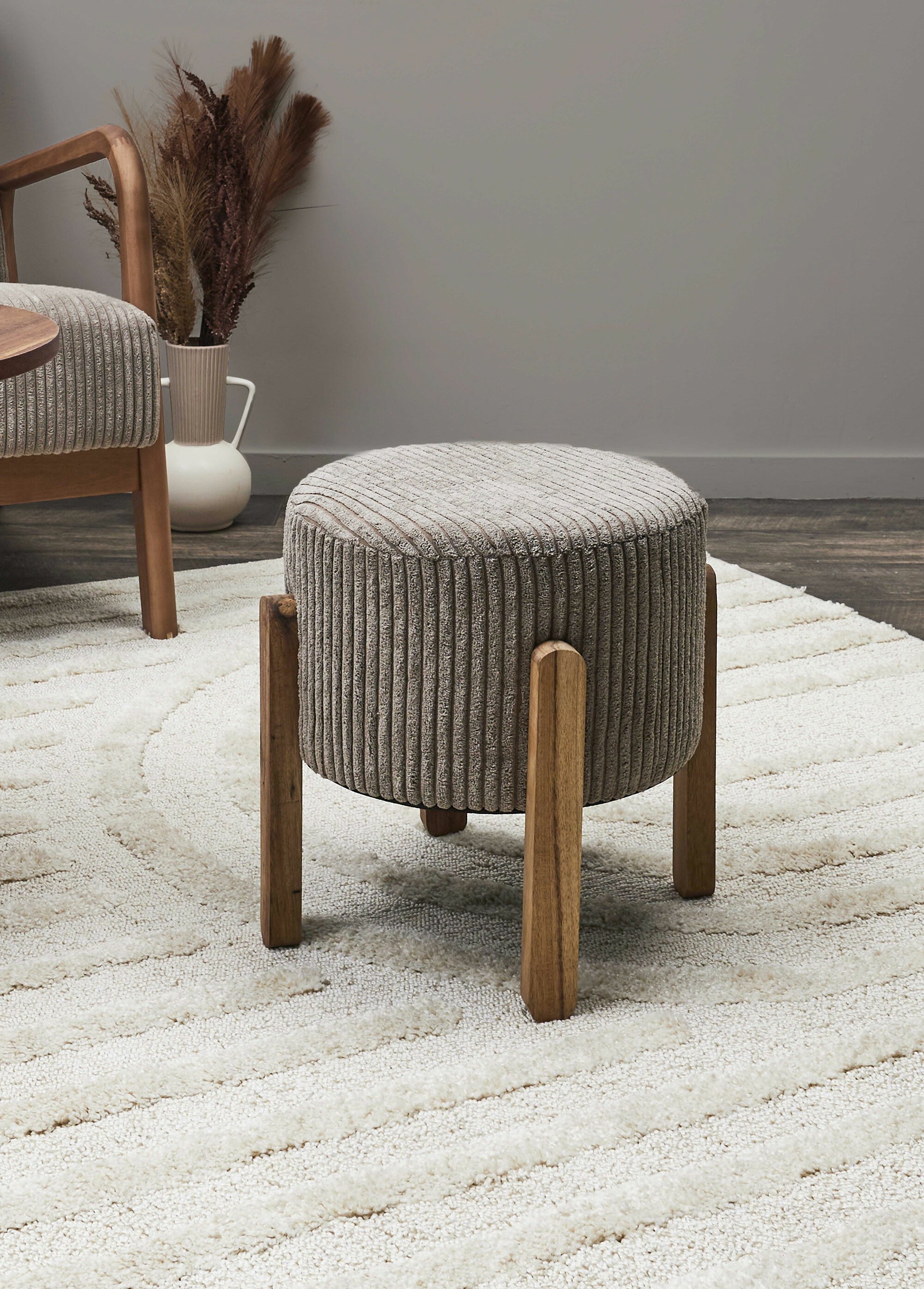 Tabouret d’appoint velours cotelé 2T MARRON CMP-HD0335 SI1